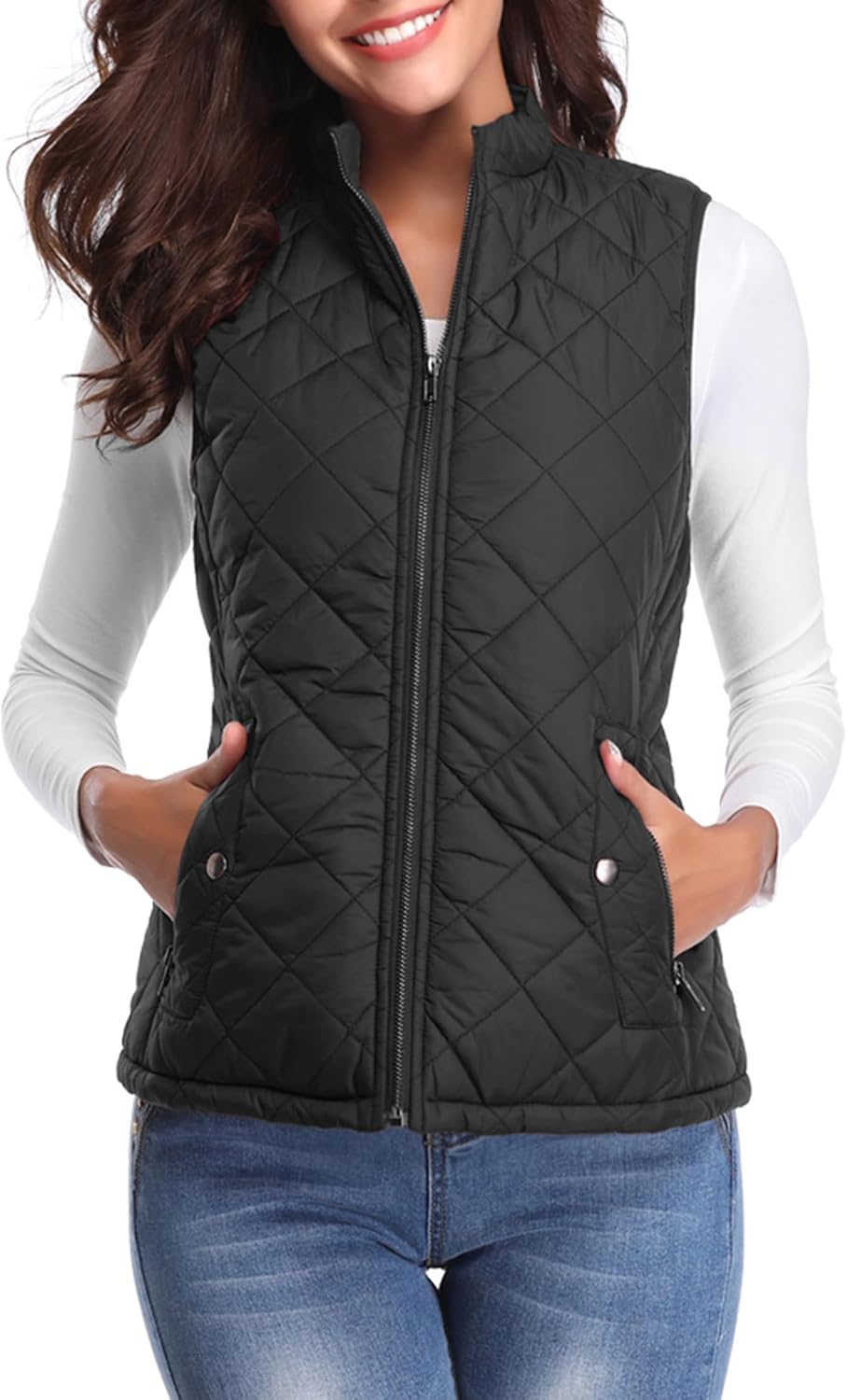 Fuinloth Quilted Women's Vest lightweight zip