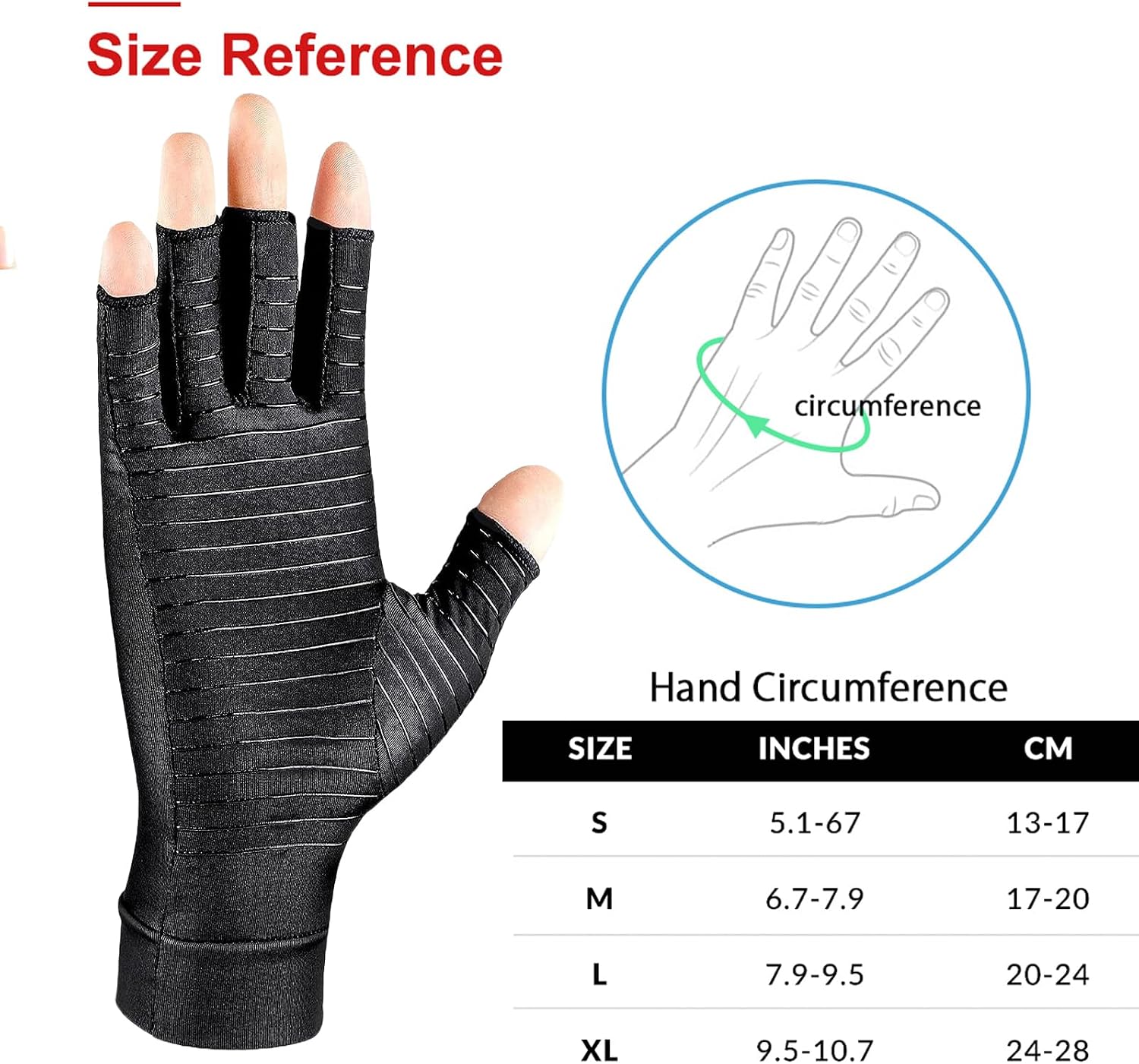 Detalle de Donfri Copper arthritis gloves fingerless