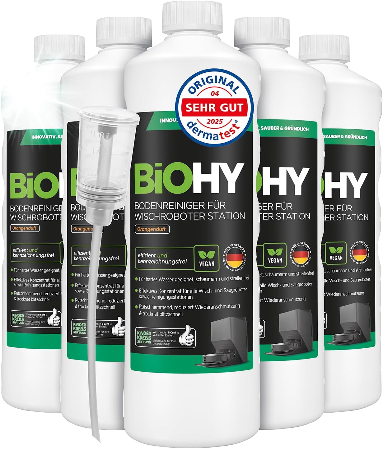 Detalle de BIOHY vloerreiniger voor robotstofzuigers, geconcentreerd, sinaasappelgeur, 6 x 1 l