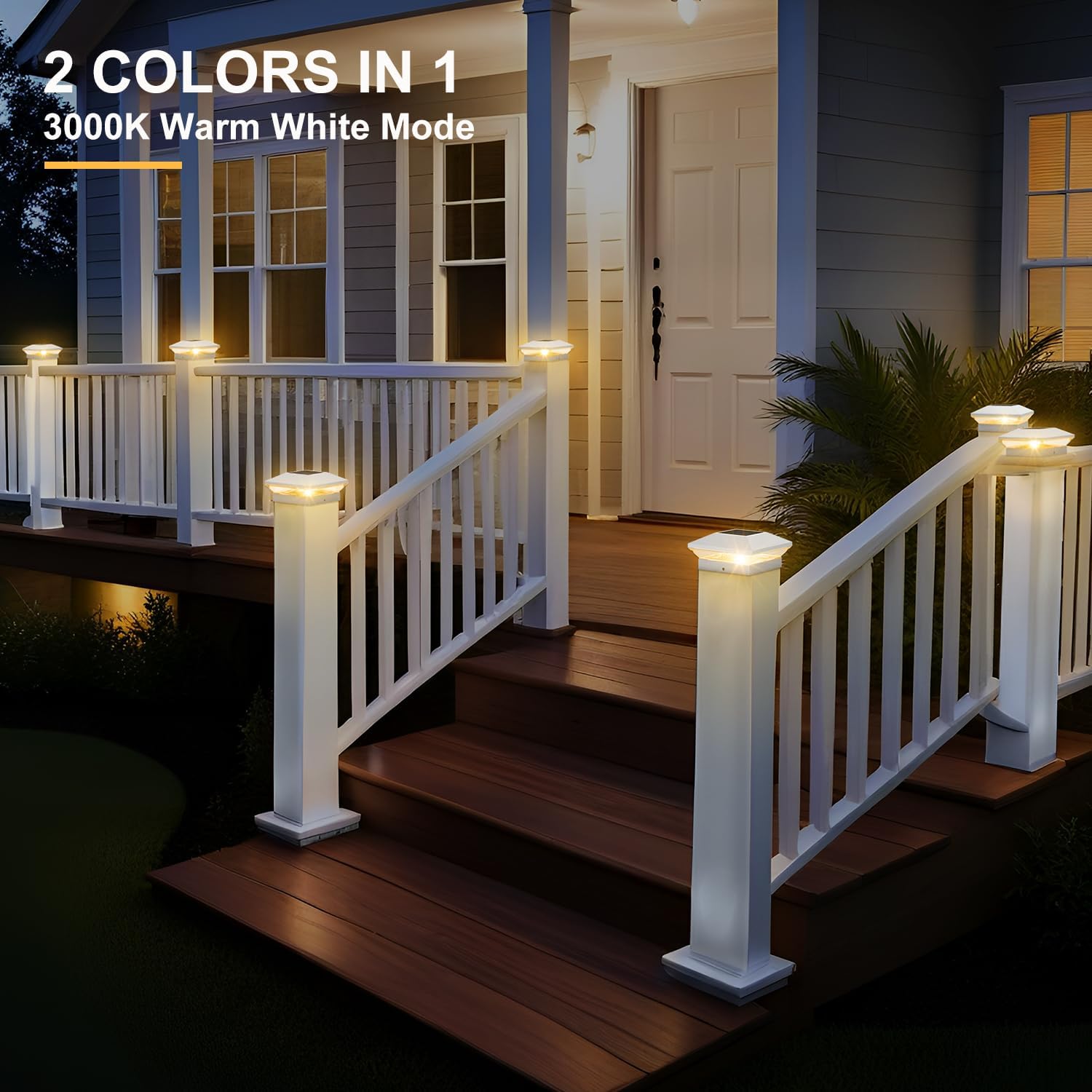 Thumbnail 3 de NATPOW Solar Post Lights (4 Pack) – Warm/Cool White LED Cap Lights for Outdoor Fence & Deck Posts