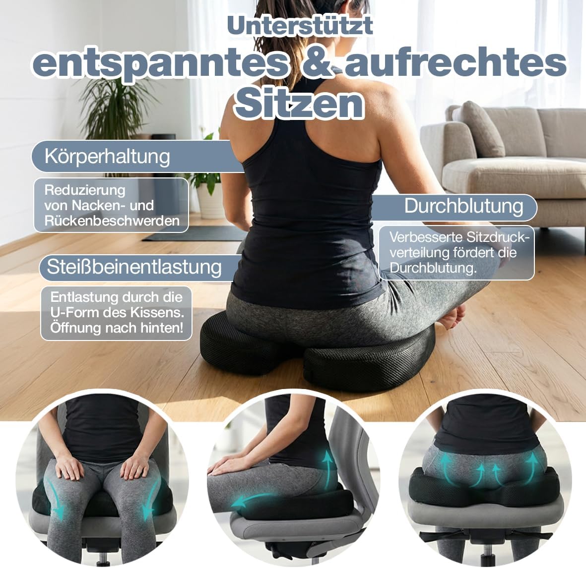 Detalle de Sitzkissen orthopädisch Steißbeinkissen Medium 60-90 kg