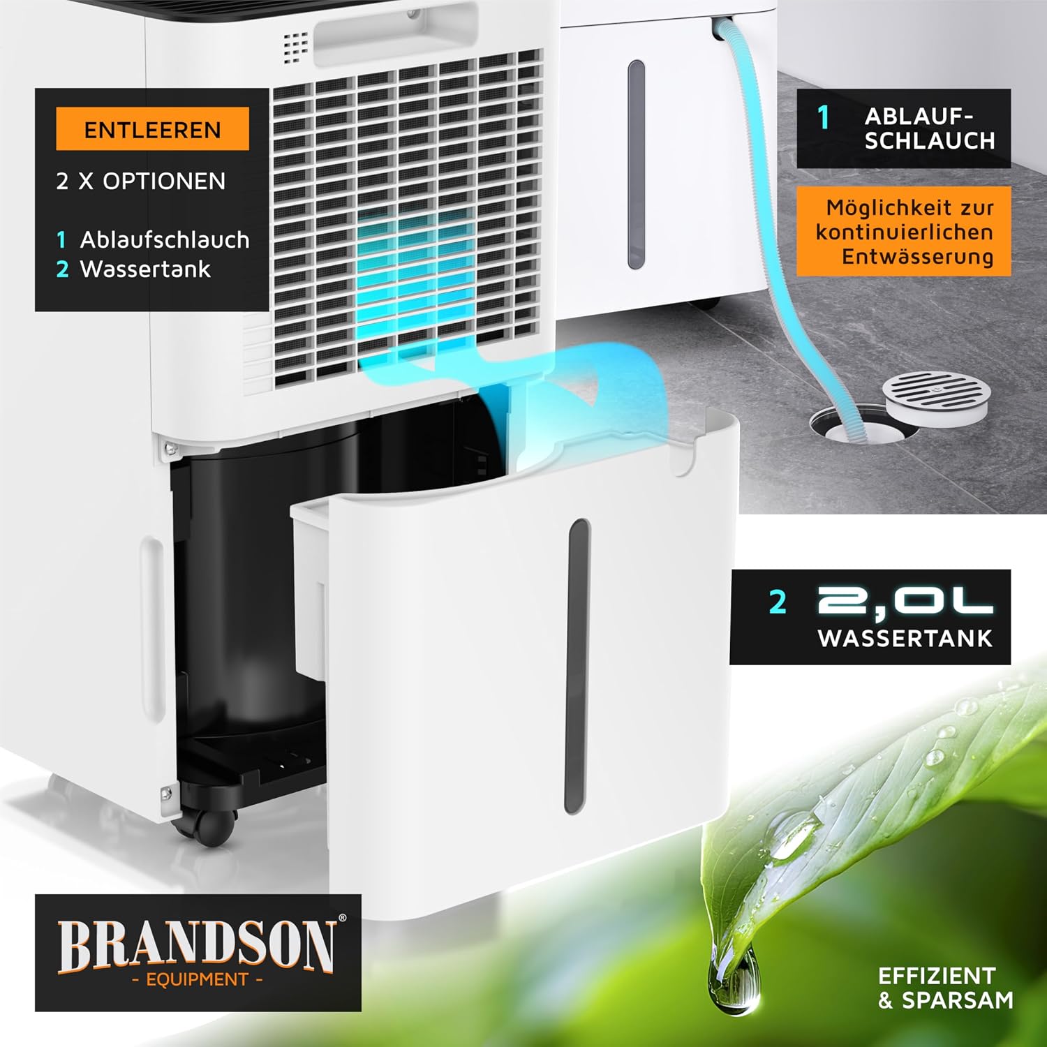 Detalle de Brandson WLAN-Luftentfeuchter mit Kompressor, 12 Liter, App-Steuerung & Alexa-Kompatibilität