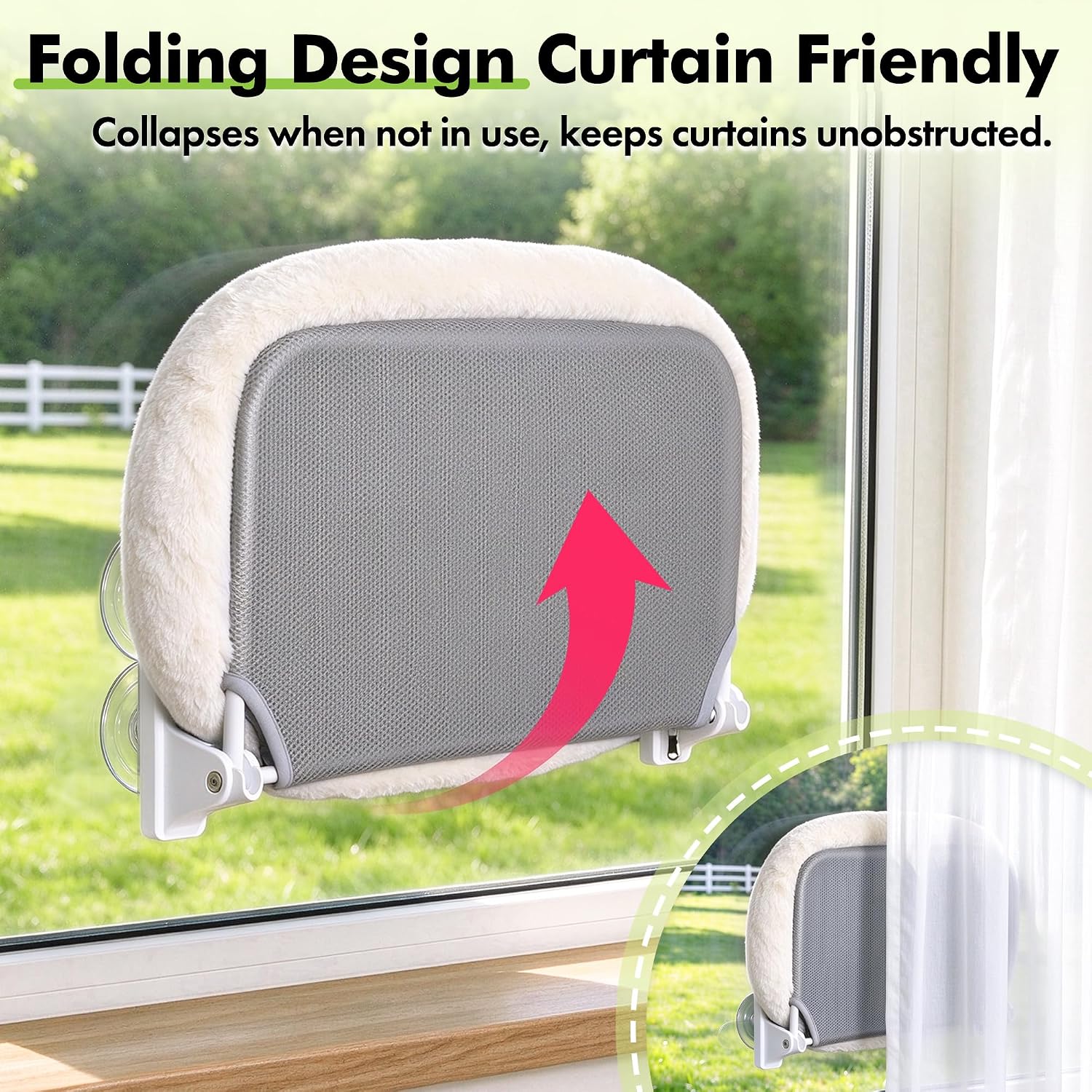 Thumbnail 1 de AMOSIJOY Cordless Cat Window Perch: 360° Window Hammock with Stainless Steel Frame