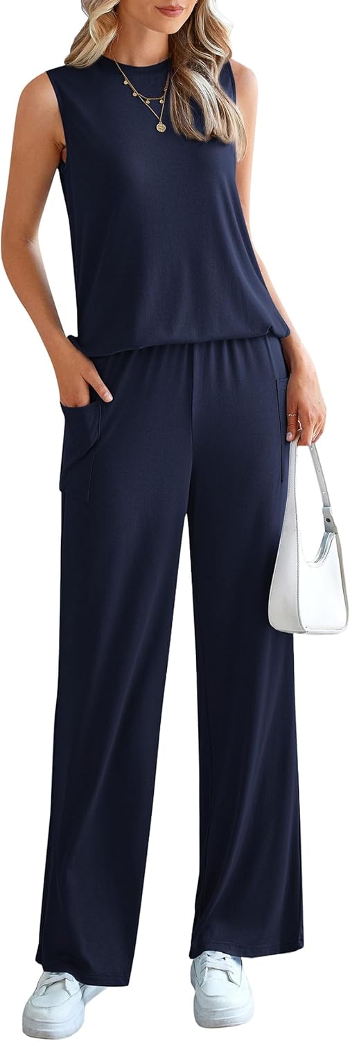 Thumbnail 2 de PRETTYGARDEN 2-Piece Women’s Lounge Set (Tank Top & High-Waisted Wide-Leg Pants)