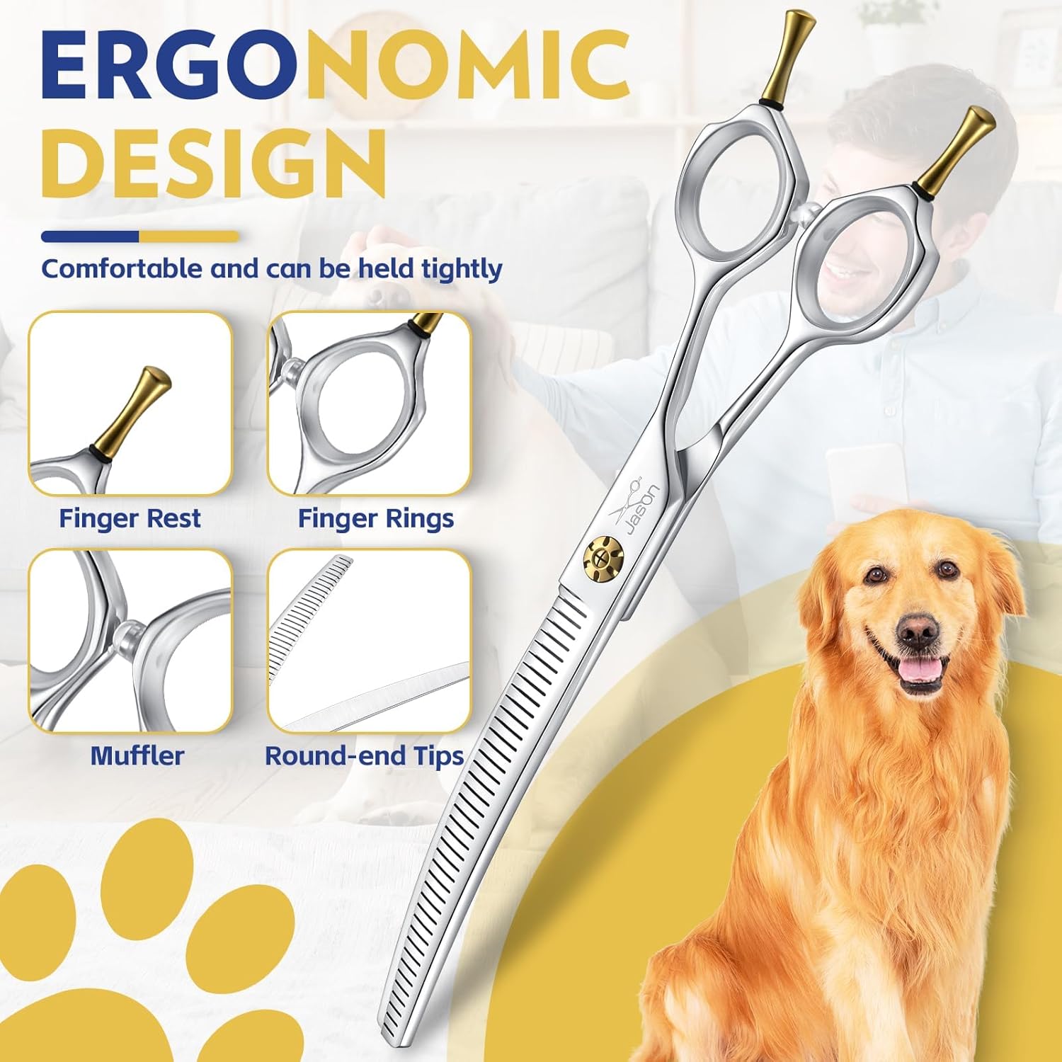 Thumbnail 2 de JASON forbici sfoltiritrici per cani da toelettatura da 7" con 40 denti in acciaio 440C