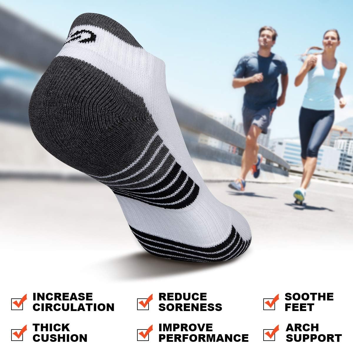 Thumbnail 5 de coskefy Running Socks Thick Cushion Ankle Trainer Socks – 6 Pairs