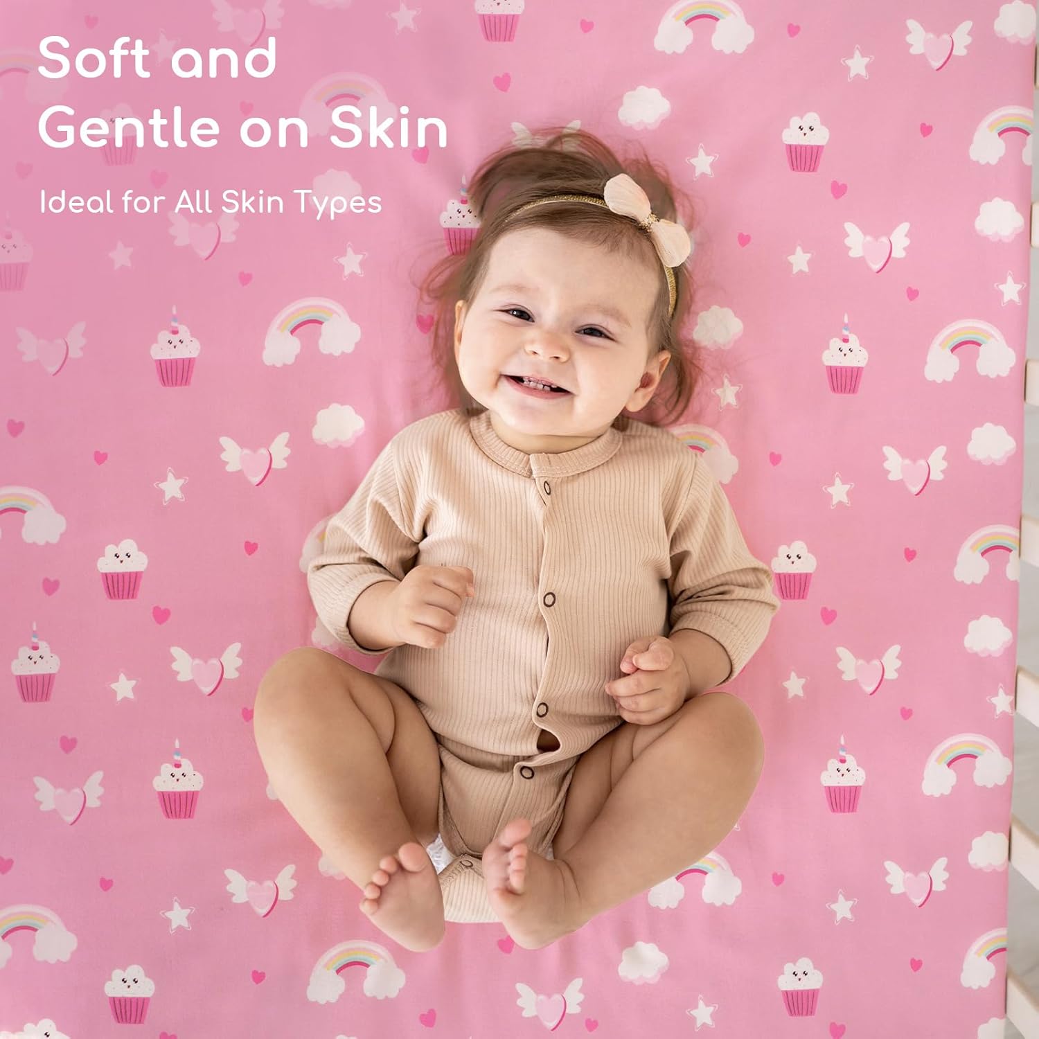 Detalle de Yukkidds Cot Sheets 120x60 Fitted Cotbed Sheet – 2 Pack, Pink Unicorn Microfibre