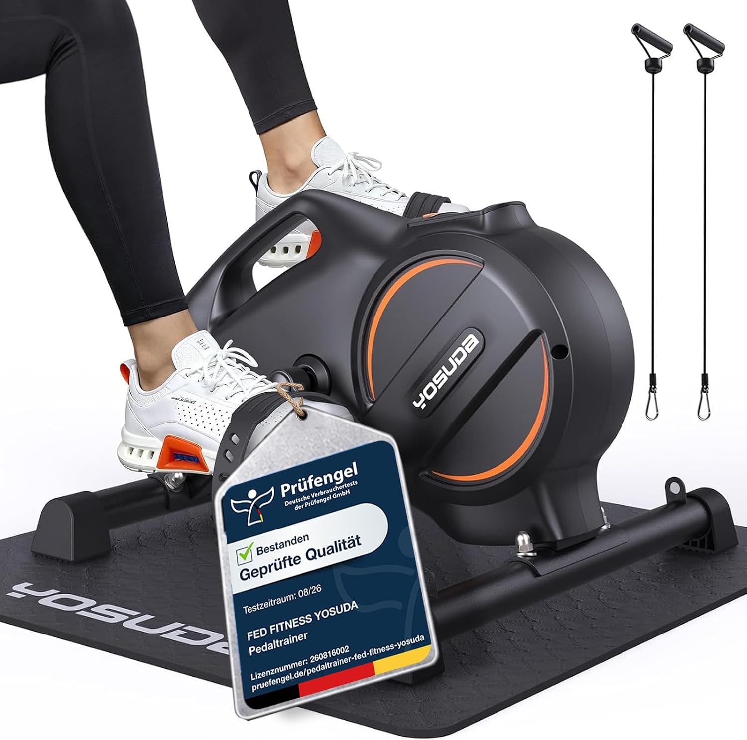 Detalle de YOSUDA mini-hometrainer met 16 weerstandsniveaus, LCD-display en weerstandsbanden
