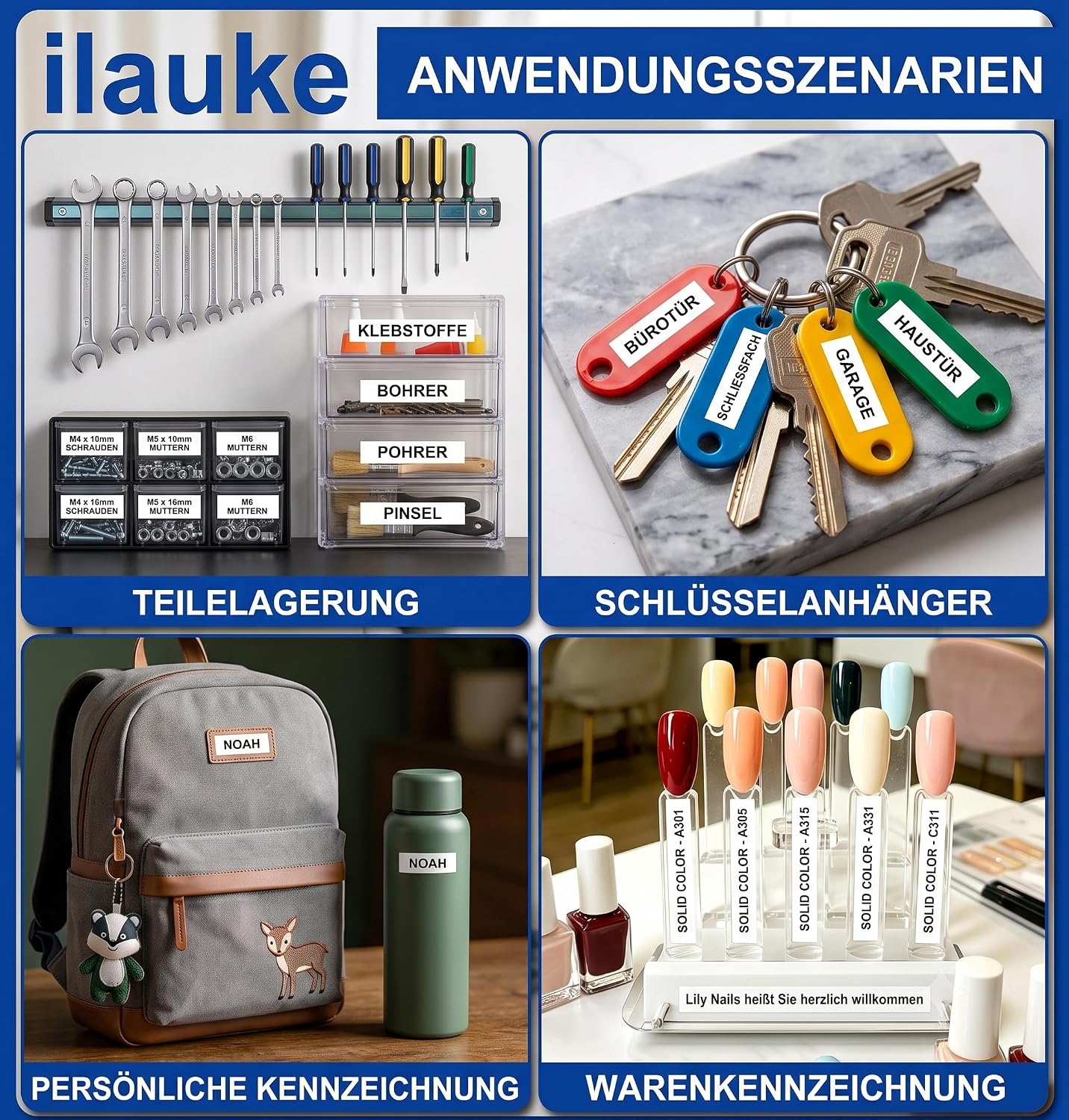 Detalle 2 de 4er-Set kompatibles Brother TZe-231 Etikettenband (12 mm, weiß) – wasser- und ölbeständig für P-touch