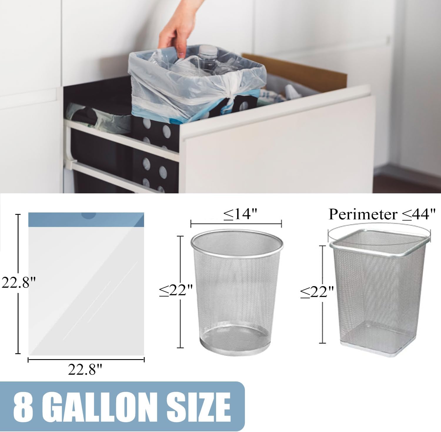 Detalle 2 de 8-Gallon Drawstring Trash Bags