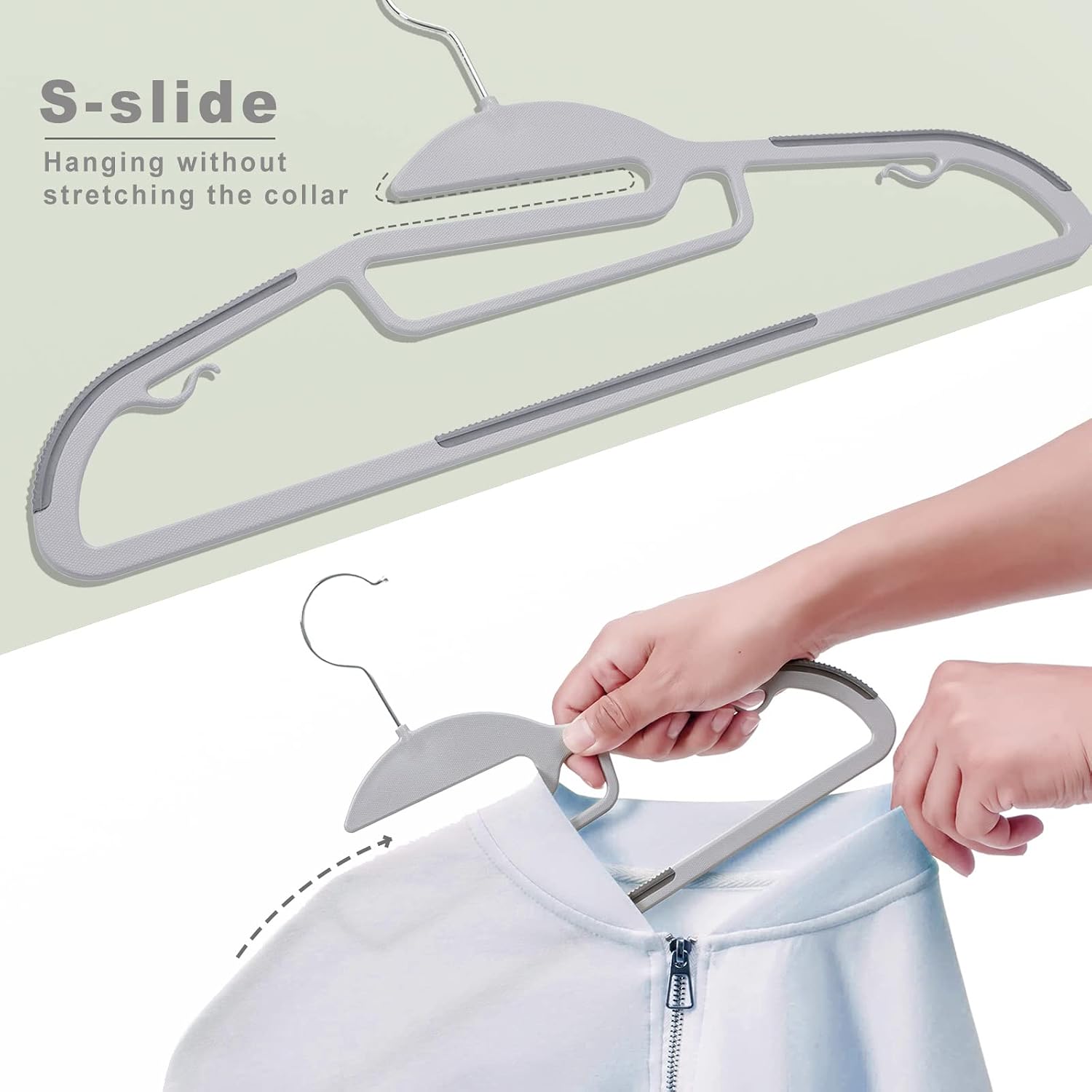 Detalle 2 de BAGAIL Plastic Hangers, 50-Pack, 0.2-Inch Slim Profile, Non-Slip, 360° Swivel
