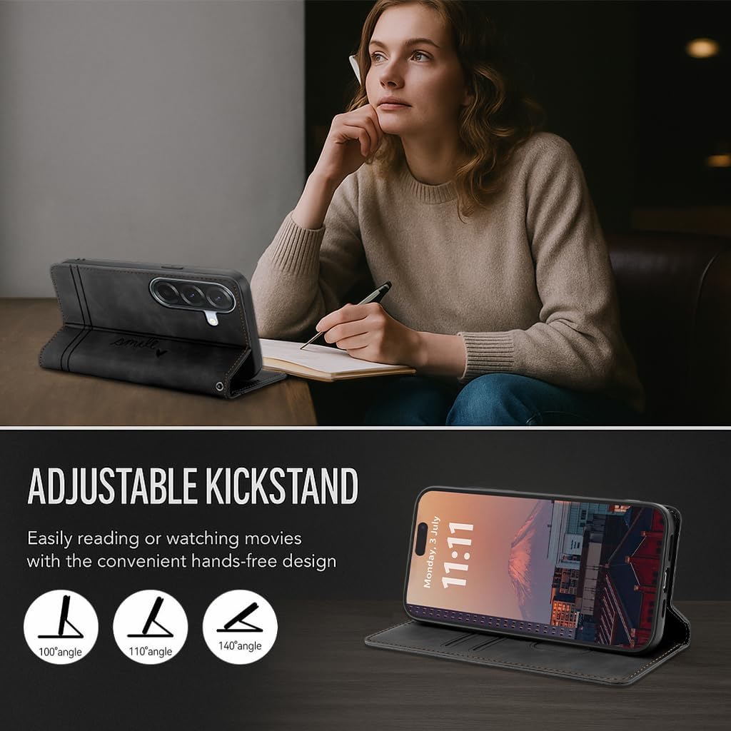 Detalle 2 de Galaxy A16/A17/A26 Flip Wallet Case with Stand – TPU Leather Minimalist