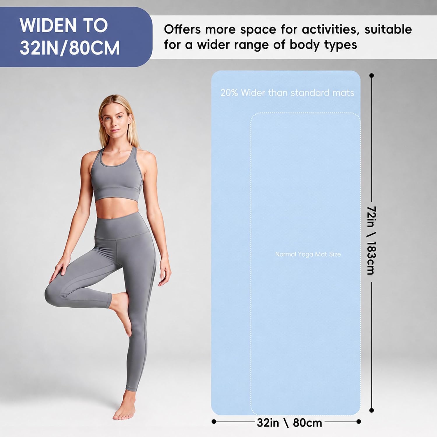 Detalle 2 de Wimwum 72" x 32" Extra Wide Yoga Mat, 6mm TPE with Non-Slip Grip
