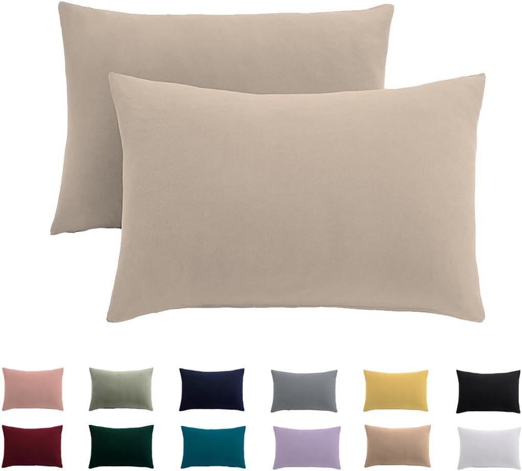 Detalle de Kissenbezug 70x90 2er-Set (Warmes Beige) – Bügelfrei & knitterfrei mit Reißverschluss aus 100% Mikrofaser