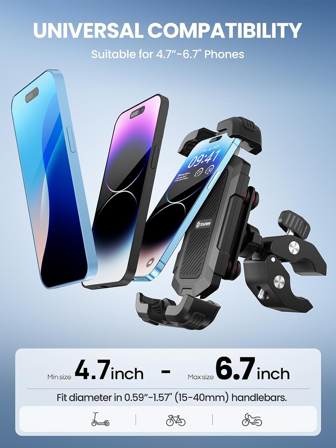 Detalle 2 de tounee Soporte para teléfono Motocicleta 360°