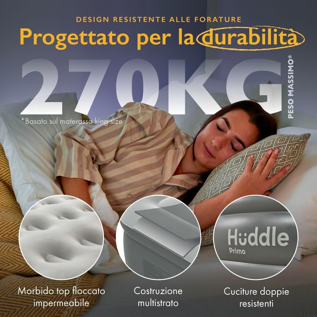 Thumbnail 3 de Huddle Lite: Materasso Gonfiabile con Pompa Integrata, altezza rialzata per campeggio, ospiti e camere extra