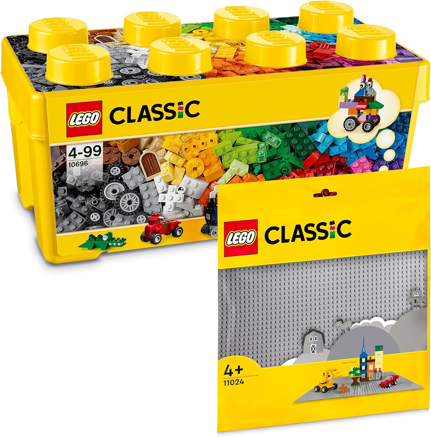 Thumbnail 5 de Lego Classic Boîte de briques de construction + plaques vertes, bleues et blanches – kit de démarrage 4 ans et plus