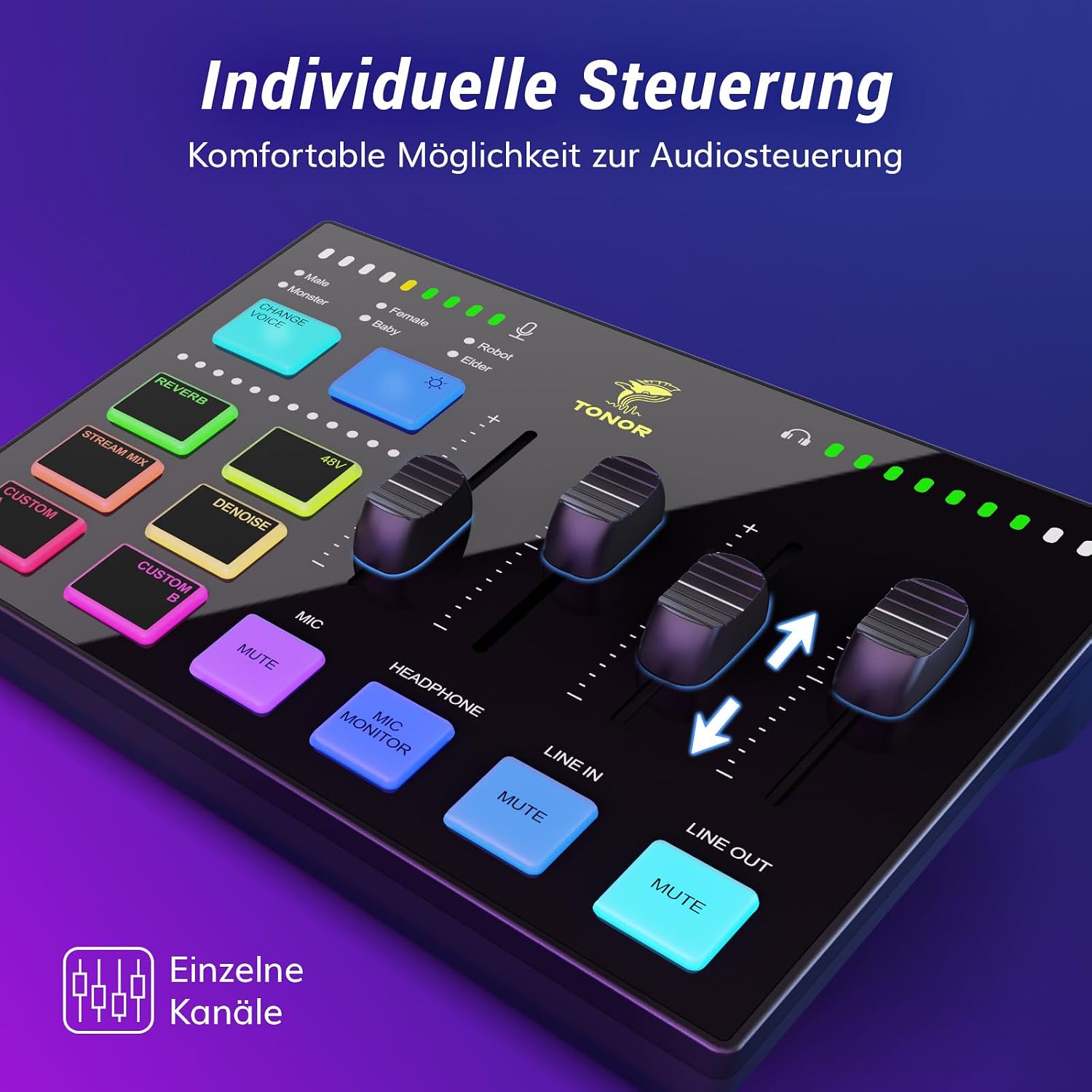 Detalle de Podcast-Ausrüstungspaket: Audio-Interface, Dynamisches Mikrofon-Set mit Galgenarm – USB-Stick für Content-Erstellung