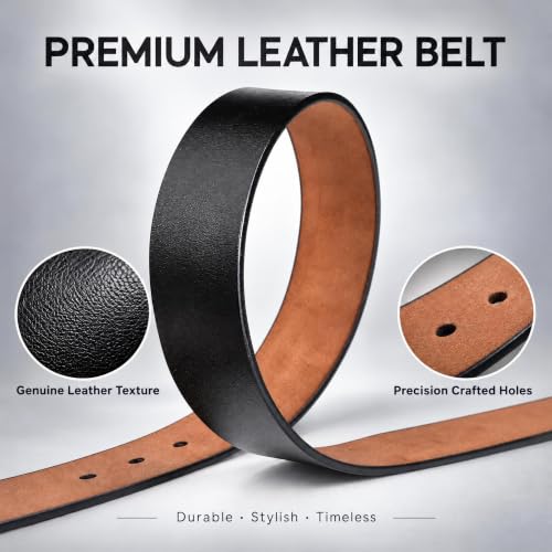 Thumbnail 6 de VRLEGEND Ceinture homme en cuir véritable noire, 120 cm, largeur 3,8 cm