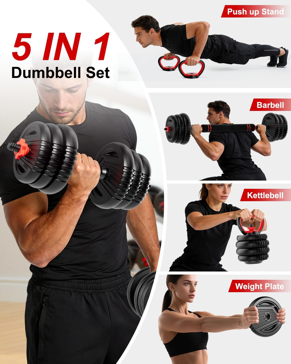Detalle 2 de UNNMIIY Adjustable Dumbbells 90 lbs 🏋