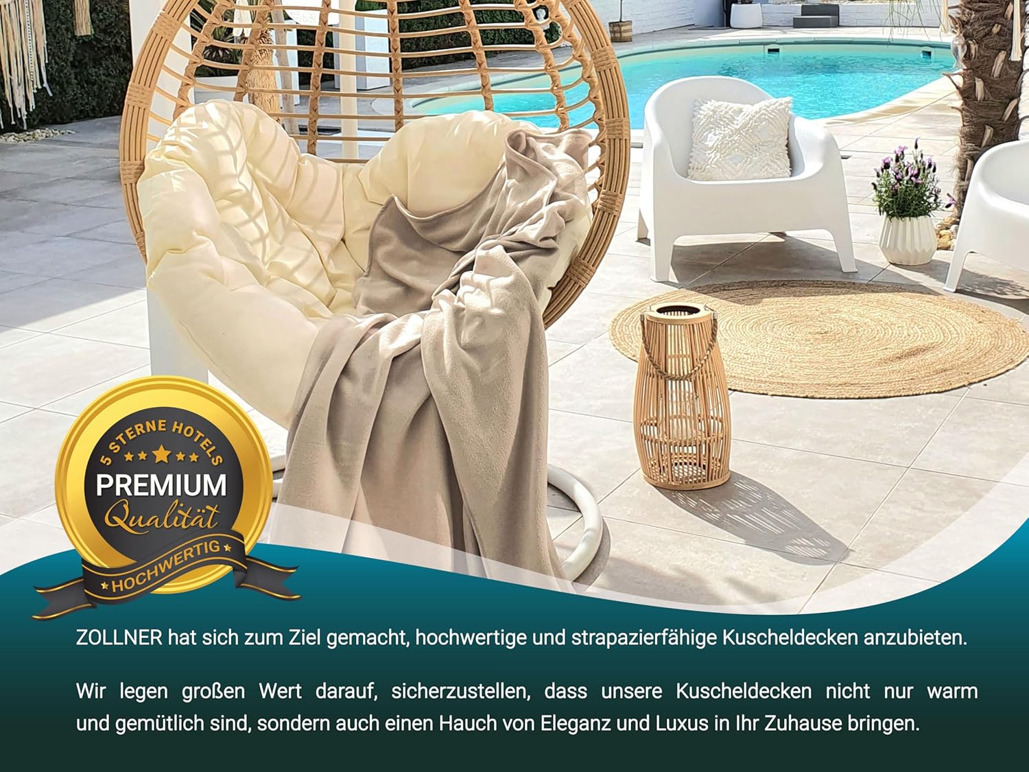Thumbnail 5 de ZOLLNER Kuscheldecke 130x170 cm – flauschige Polyester-Decke mit hochwertigem Einfassband, OEKO-TEX zertifiziert