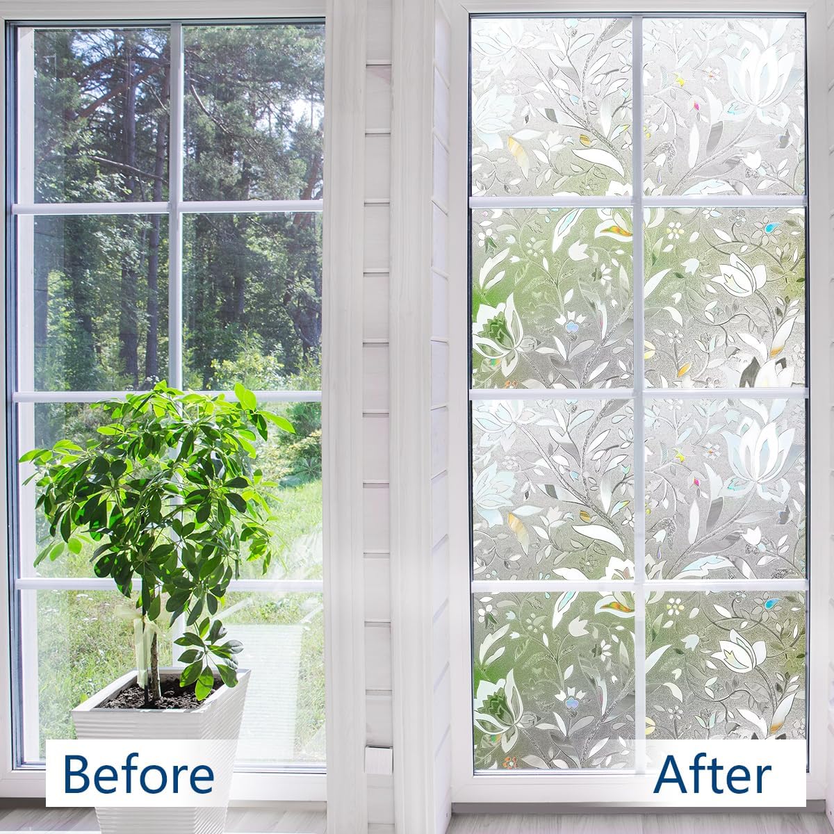 Detalle de Zindoo Privacy Window Film Stain Glass – No-Glue Static Window Cling (60 x 200 cm)