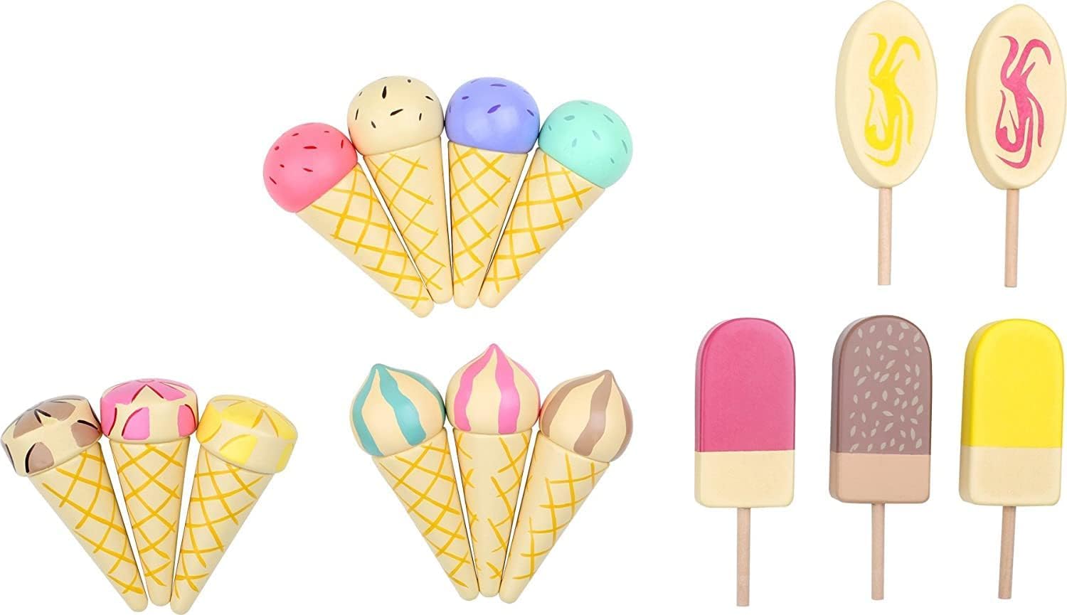 Detalle de small foot 1248 ruchomy drewniany stojak na lody, 15 rodzajów