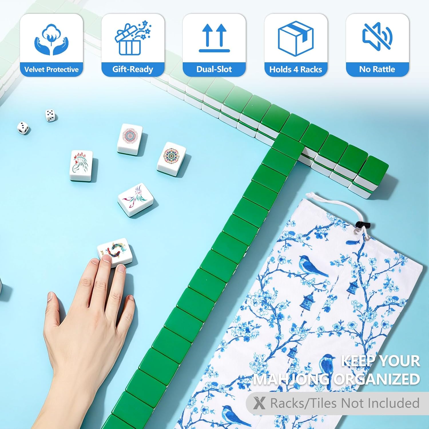 Detalle 2 de FUYIHGL Mahjong Rack Storage Bag, 4 Compartments