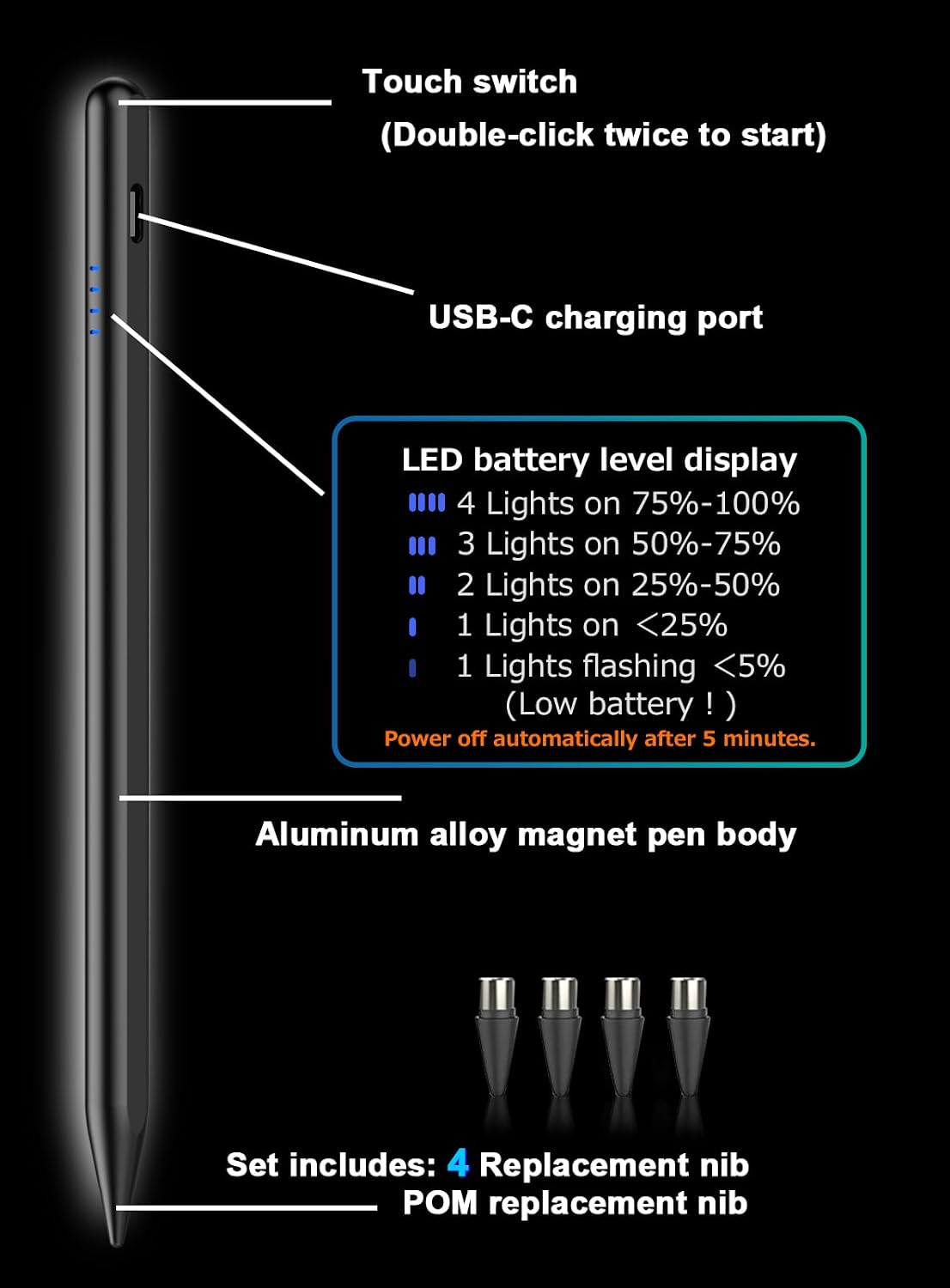 Detalle de Samsung Tab A9+ Stylus Pen 1 — magnetic, Type‑C charging 🖊