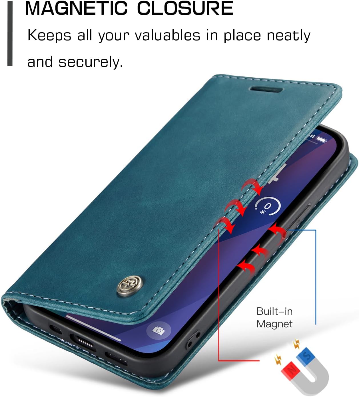 Thumbnail 2 de Cracedily Klapphülle iPhone 15 Plus Blaugrün