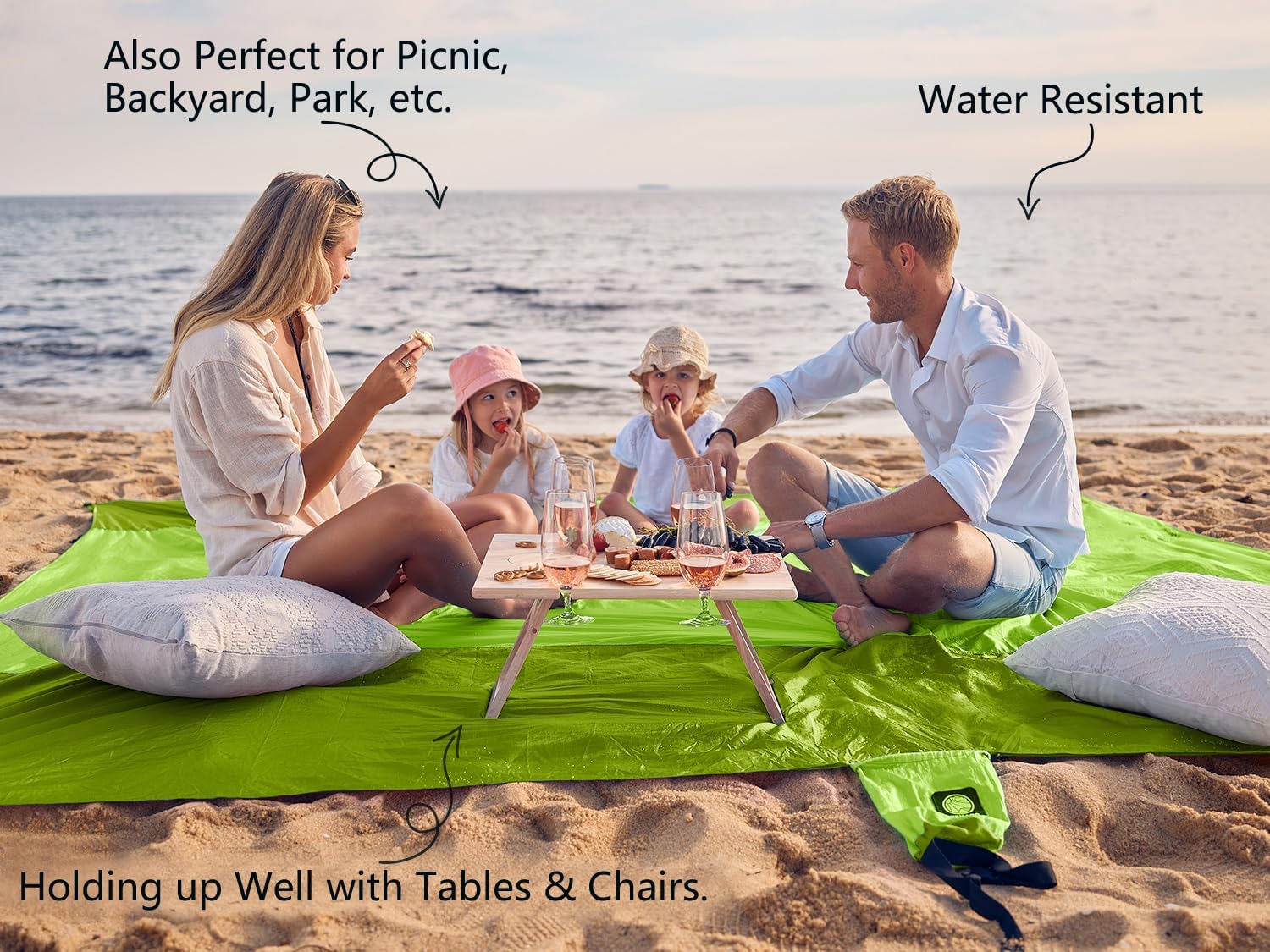 Thumbnail 3 de WEKAPO Sandproof Waterproof Beach Blanket (Extra Large, Ripstop Nylon) with Stakes