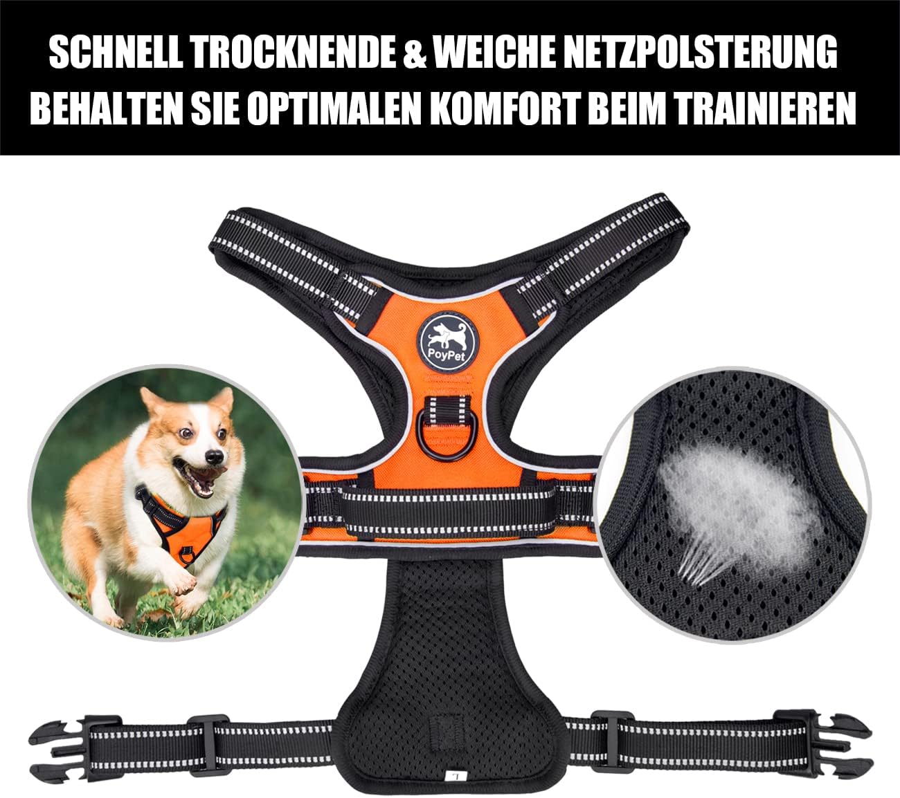 Thumbnail 6 de PoyPet No Pull Hundegeschirr L, reflektierend
