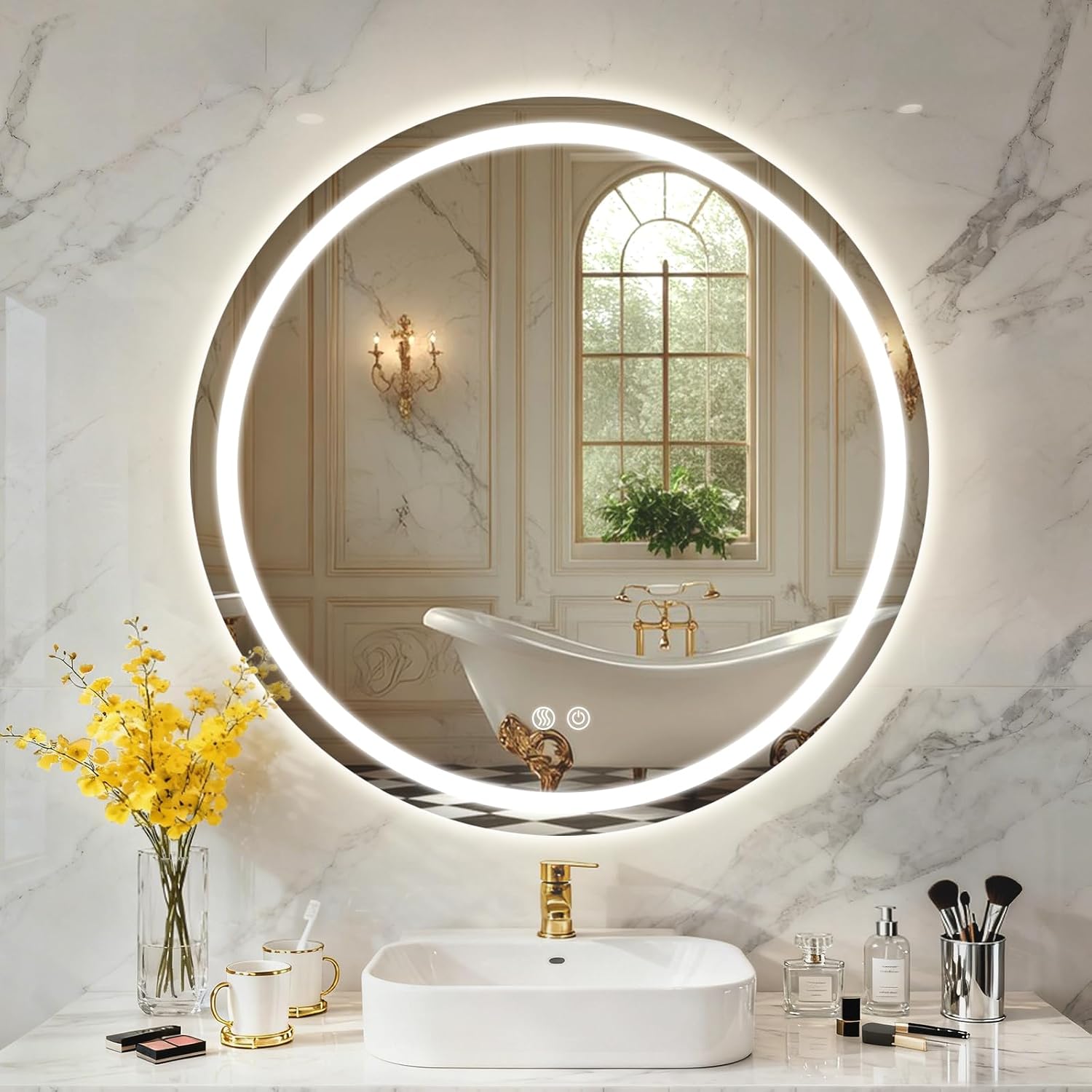Detalle de PINNIP Specchio Bagno con Luce LED Rotondo da Parete 70 cm