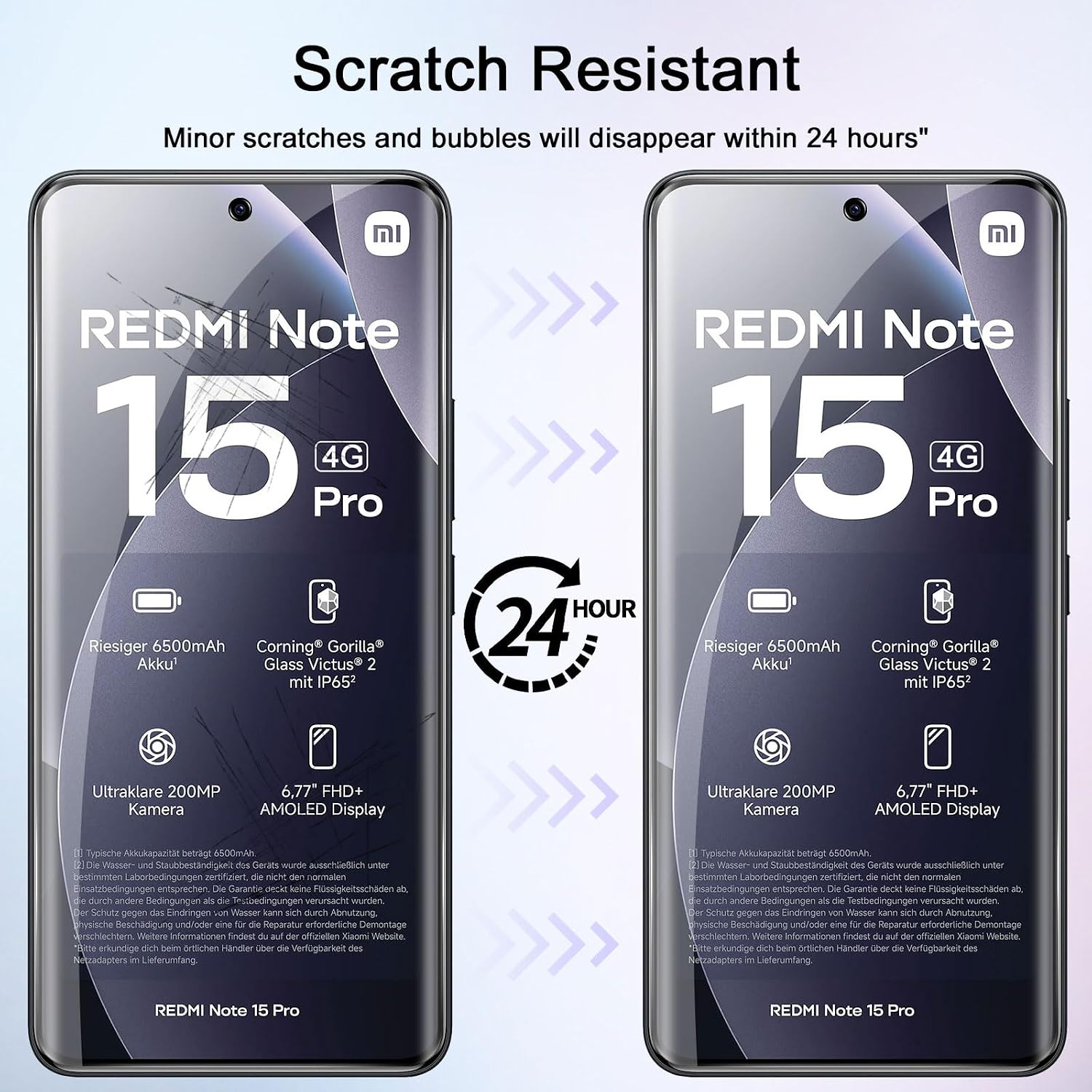 Detalle de QULLOO Sichtschutzfolie für Xiaomi Redmi Note 15 Pro 4G – 2+2 Stück Privacy Displayschutz mit Kameraschutz und Self-Healing
