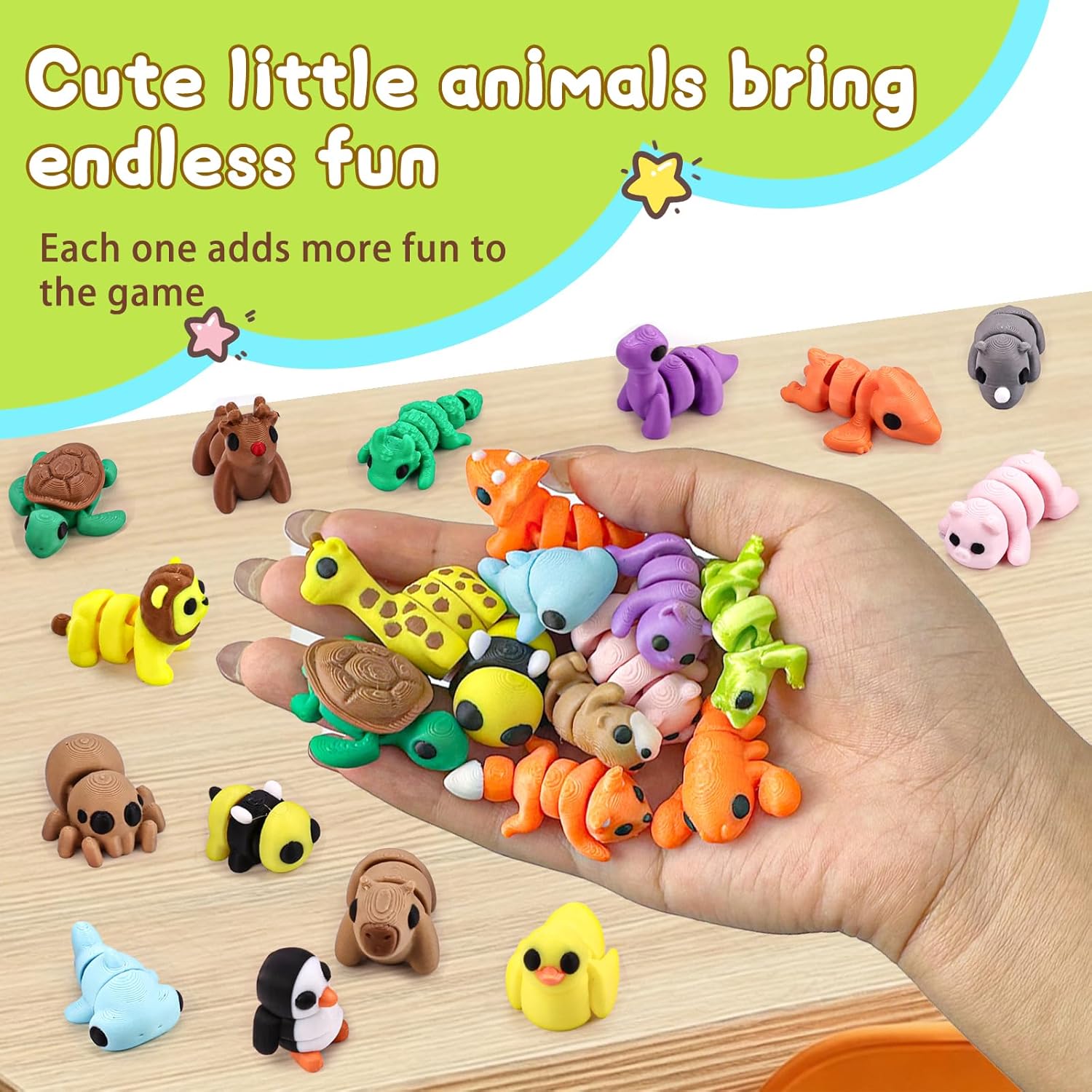 Detalle 2 de 50 pcs Animal Figurines Set, 3D Printed Fidget Toys