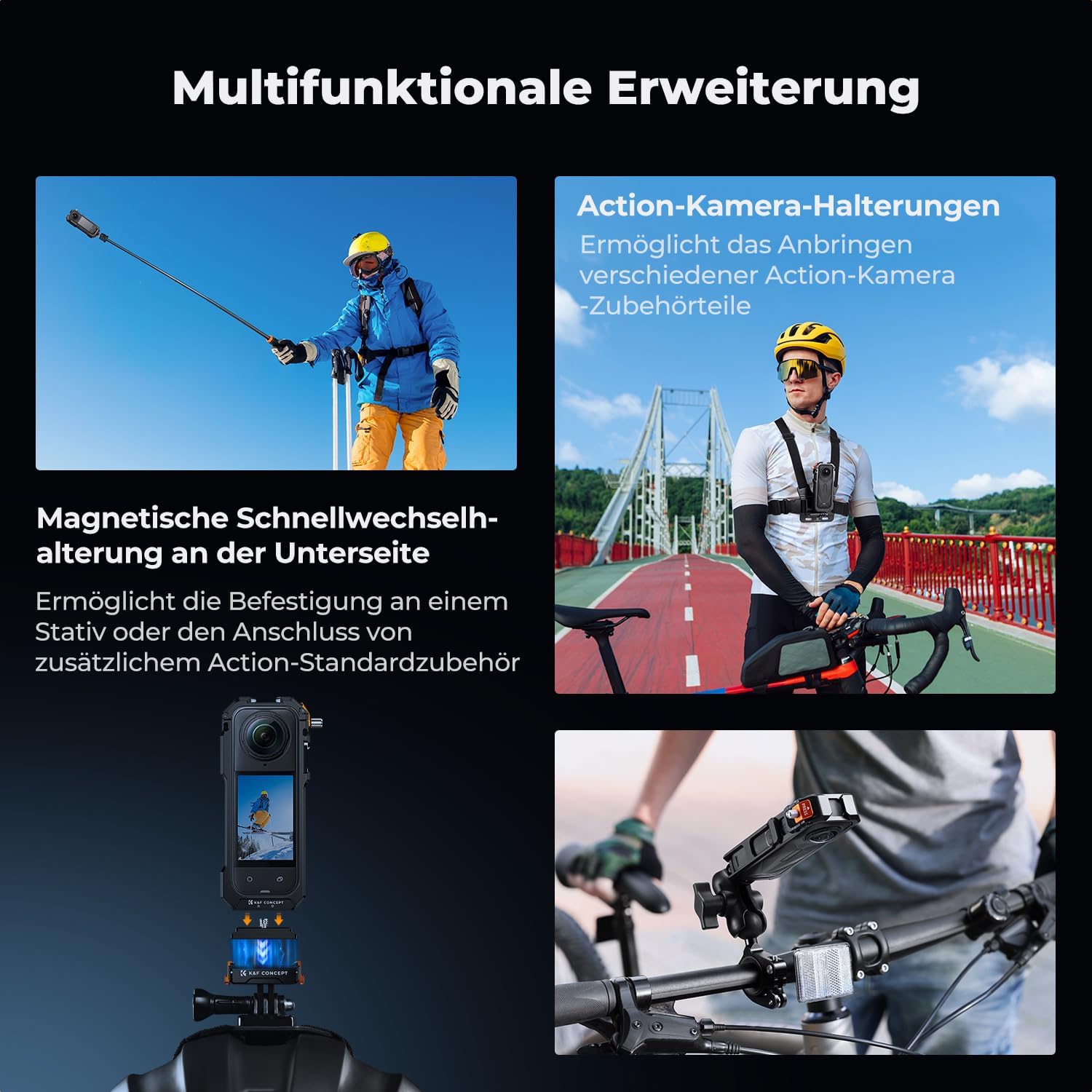 Thumbnail 3 de K&F CONCEPT Standard-Kamerakäfig für Insta360 X5 mit Aluminiumrahmen & Silikon-Objektivabdeckung