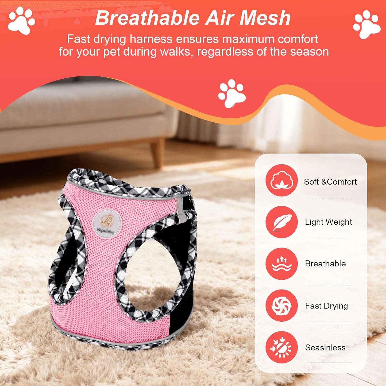 Detalle de Hipubby Dog Harness and Leash Set, XS
