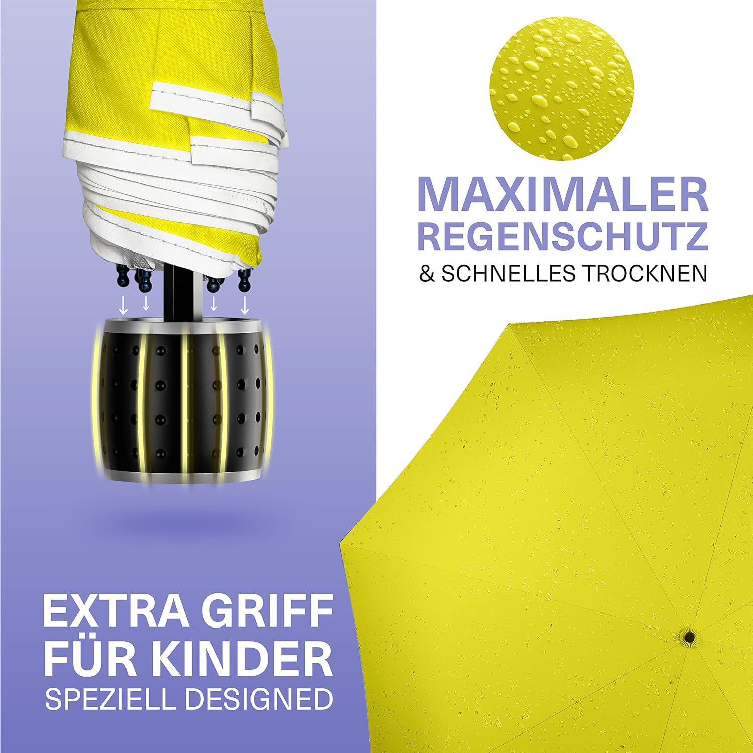 Detalle de STYNGARD Regenschirm für Kinder mit Sicherheitsreflektoren – kompakt, sicher und zuverlässig