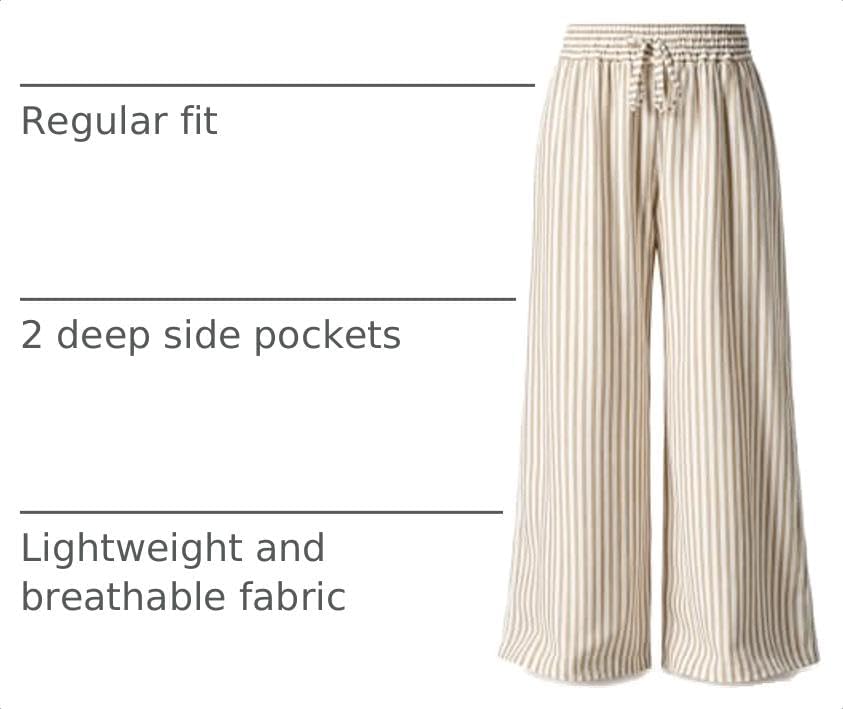 Thumbnail 3 de Acelitt Women Casual Drawstring Elastic Waist Striped Wide Leg Pants with Pockets