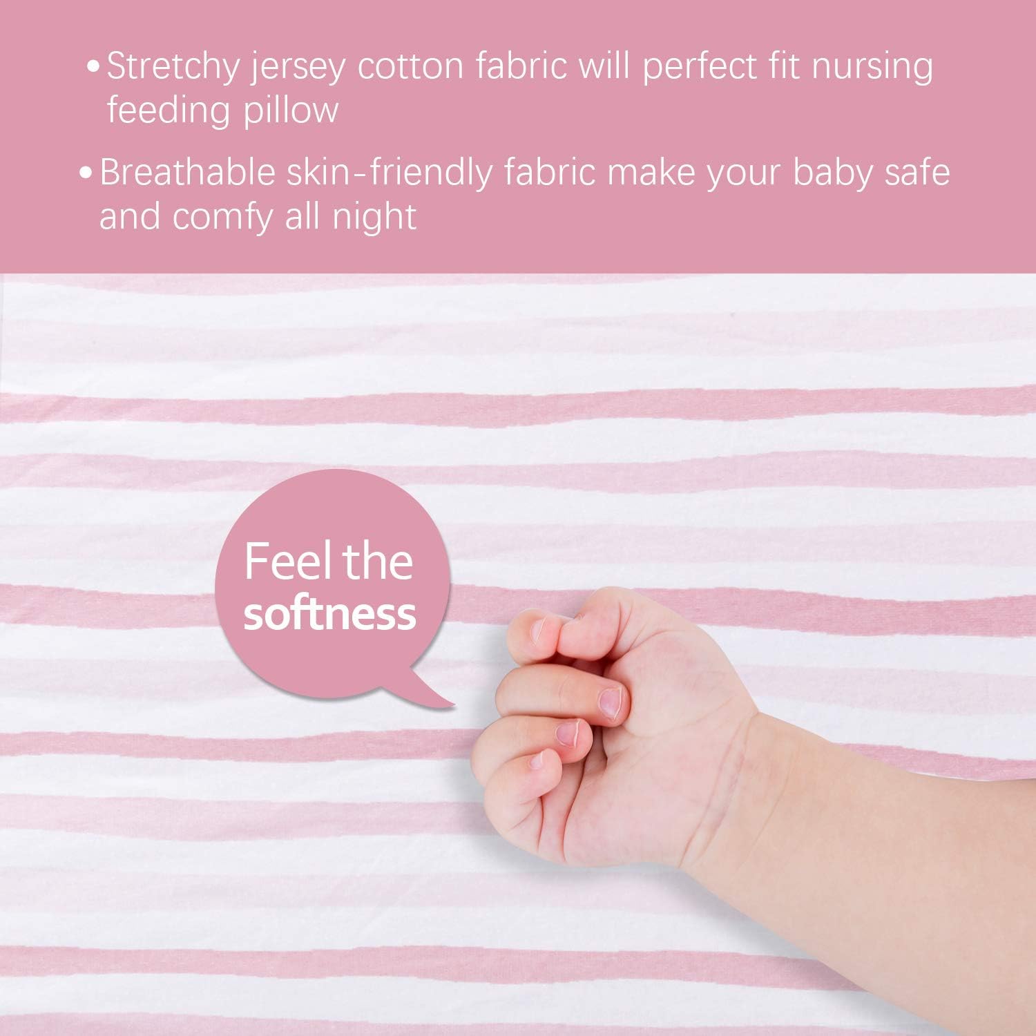 Detalle de Travel Cot Fitted Sheet 2 Pack (95×65cm) – 100% Jersey Knit Cotton Pack n Play Sheets for Baby Girls