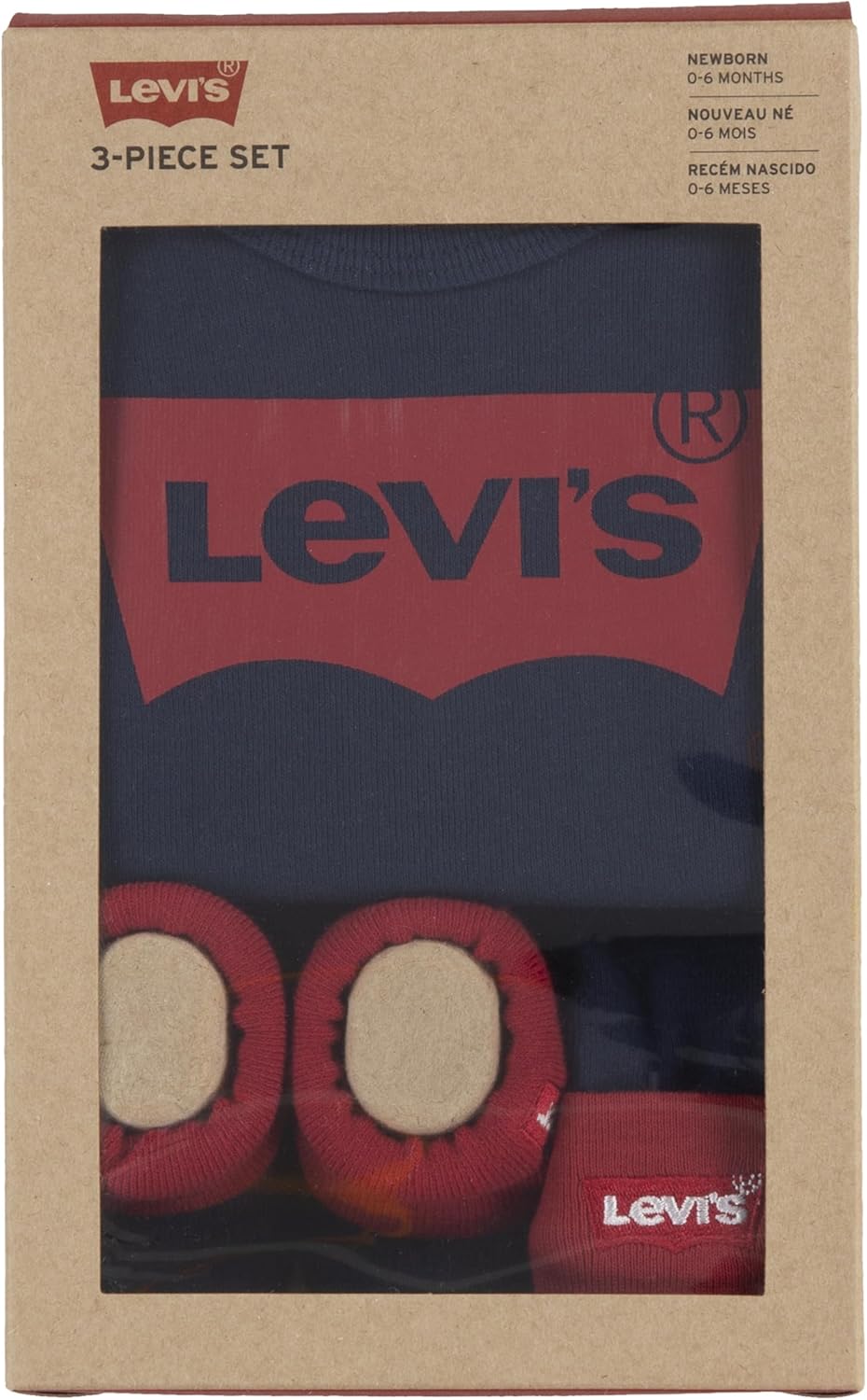 Thumbnail 2 de Levi’s Classic Batwing Infant Hat Bodysuit Bootie Set 3 pezzi per neonati e bambini 0-24 mesi