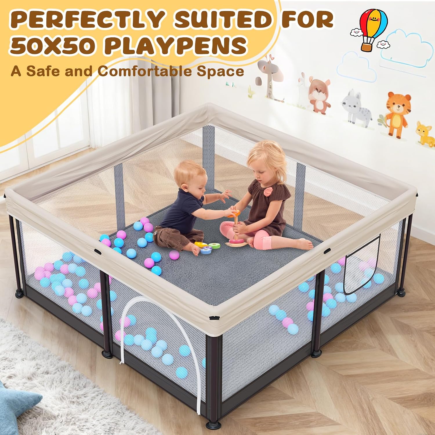 Thumbnail 6 de Yozoia PPD 50 x 50-Inch Baby Play Mat, 1.2-Inch Foam, Non-Slip Bottom