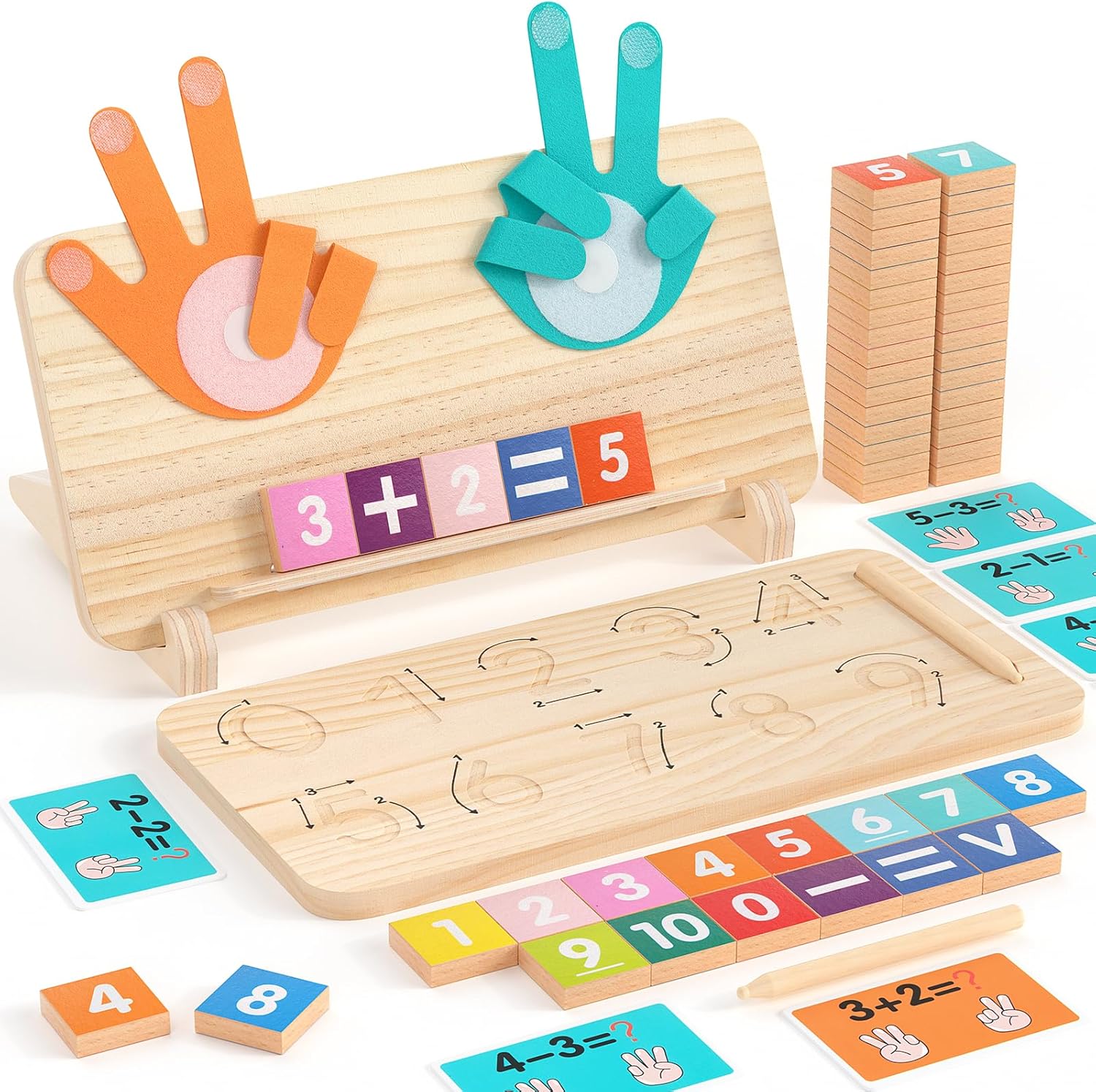 Juguete Montessori Doble Cara para Contar y Trazar 2‑4 años