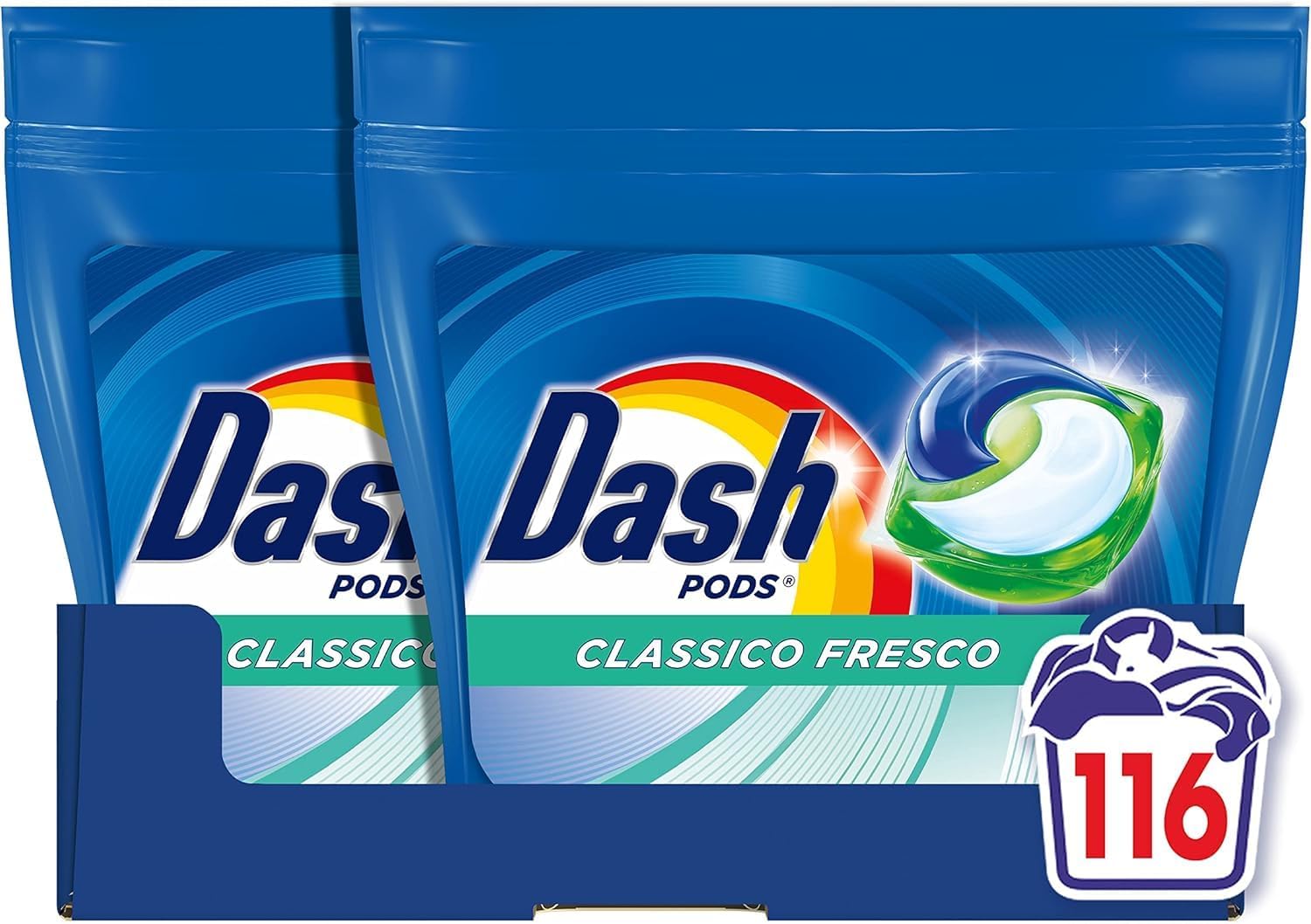 Detalle 2 de Dash Pods detersivo per lavatrice in capsule, 76 lavaggi (2 x 38), classico fresco