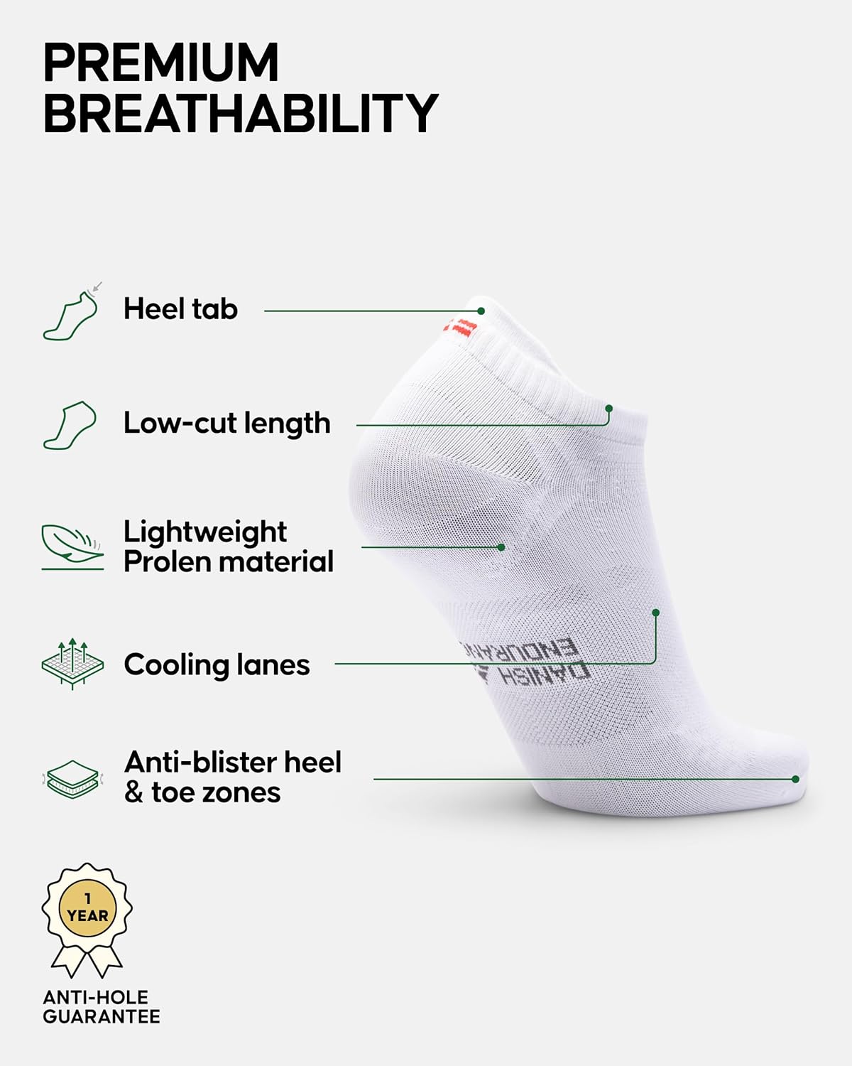 Thumbnail 1 de DANISH ENDURANCE Running Socks: Breathable, Low-Cut Trainers for Gym and Run (Unisex)