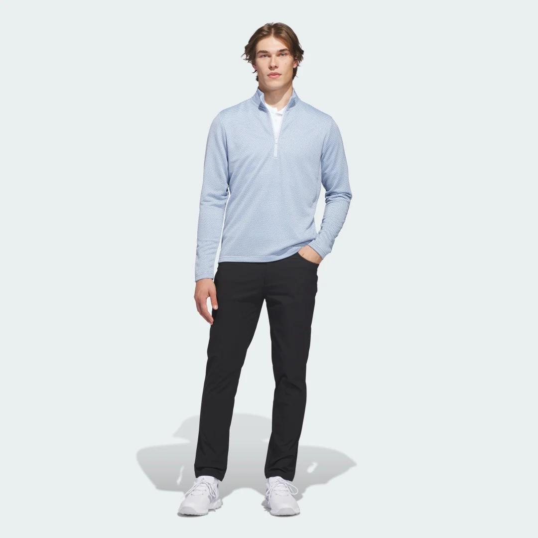 Detalle de Sudadera Performance Printed Quarter-Zip de Adidas – azul, para entrenamiento y uso diario