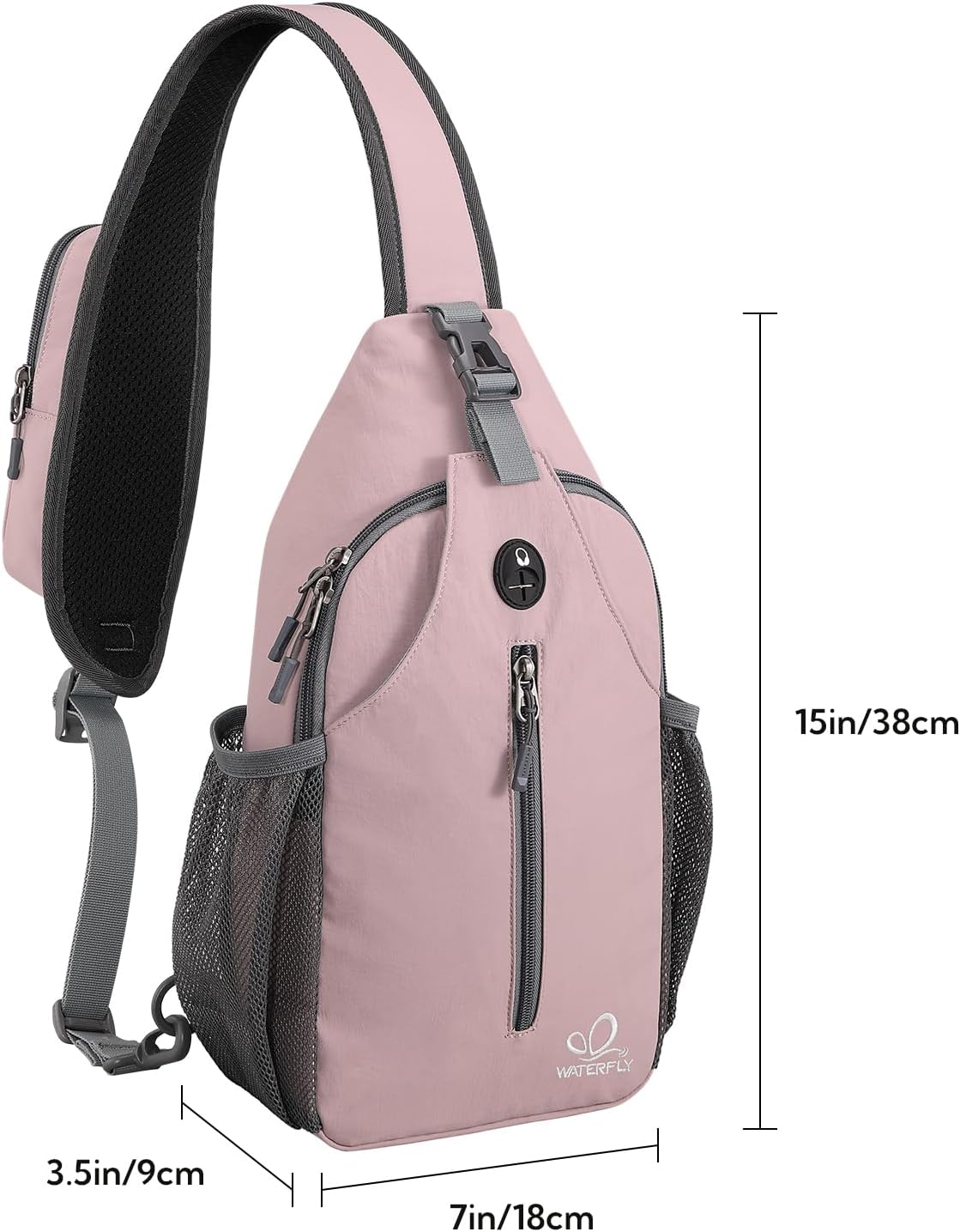 Thumbnail 2 de WATERFLY Crossbody Sling Backpack Sling Bag Travel Hiking Chest Bag (Pink)