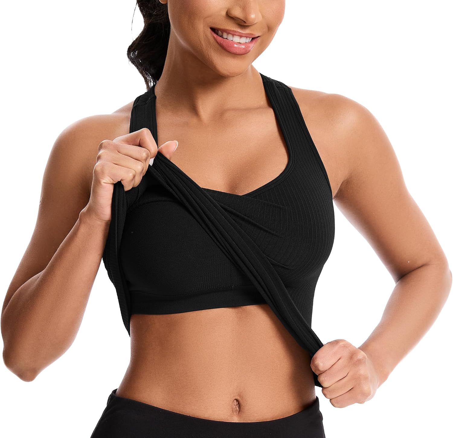 Detalle 2 de MathCat Women’s Workout Tank Top with Built-In Bra, V-Neck Racerback
