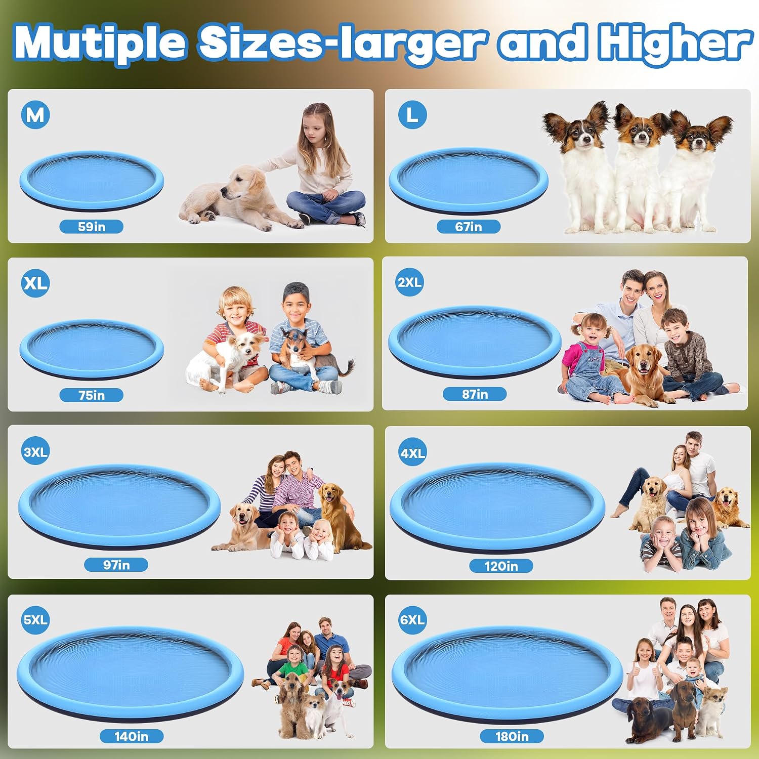 Detalle de CACSPS 67-inch Non-Slip Splash Pad for Kids and Dogs