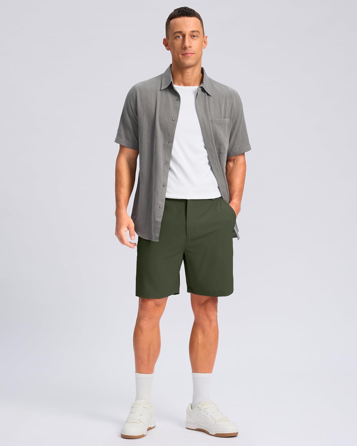 Detalle de Pudolla Men's Casual Golf Shorts, 5"/7"/9" Inseams, 4-Way Stretch